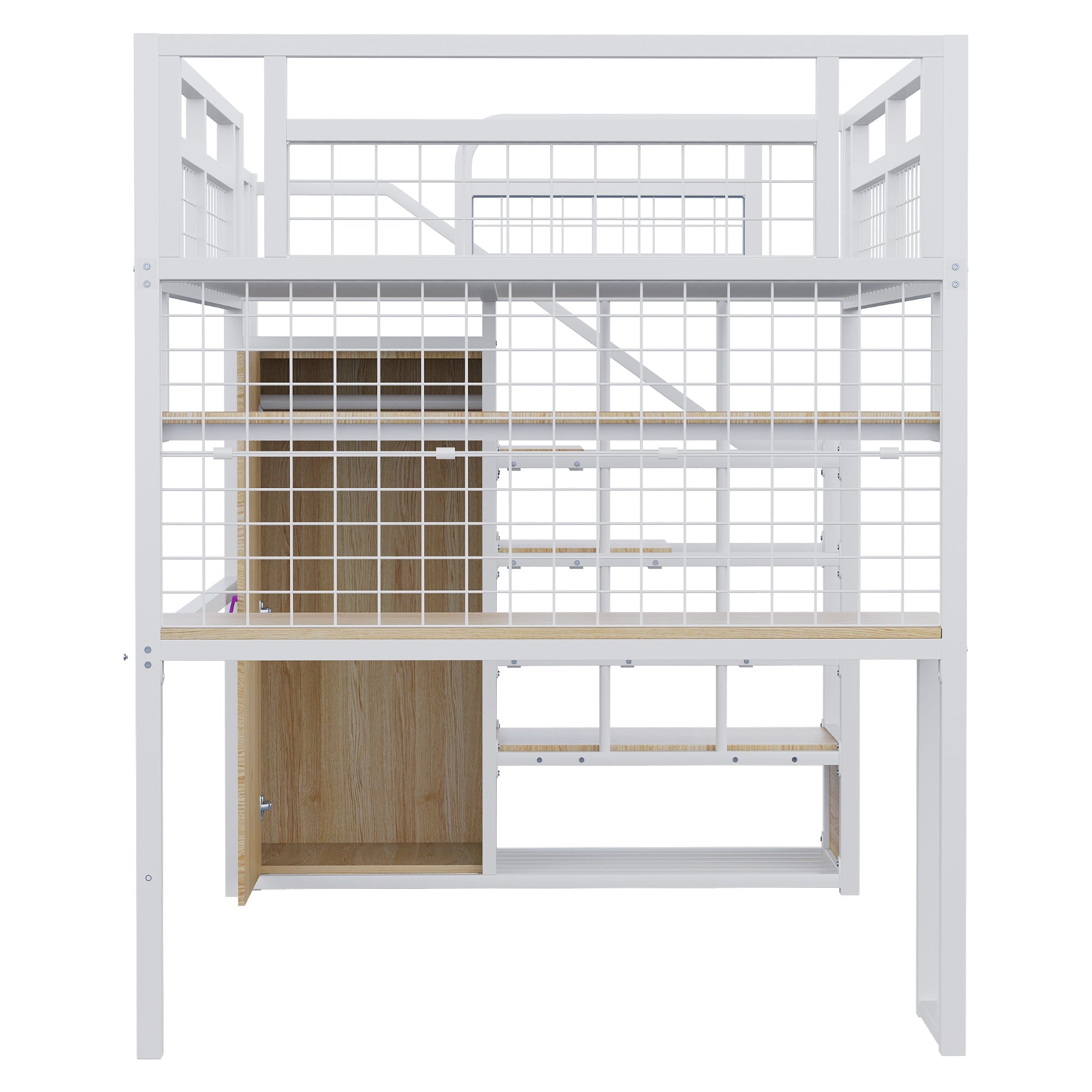 Logidon metalen hoogslaper 140x200 cm wit met opbergladder