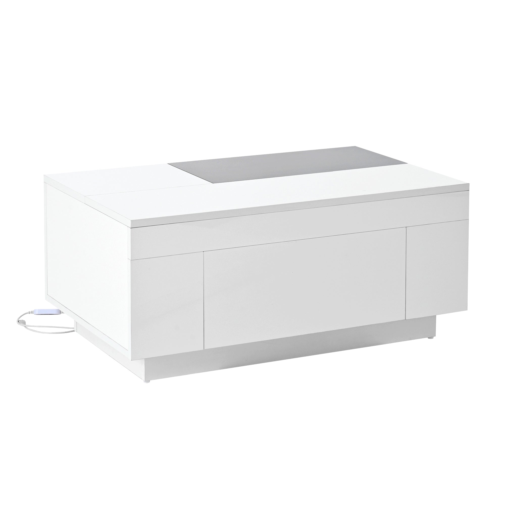 Logidon hoogglans salontafel met LED verlichting uitschuifbaar 80x50 wit