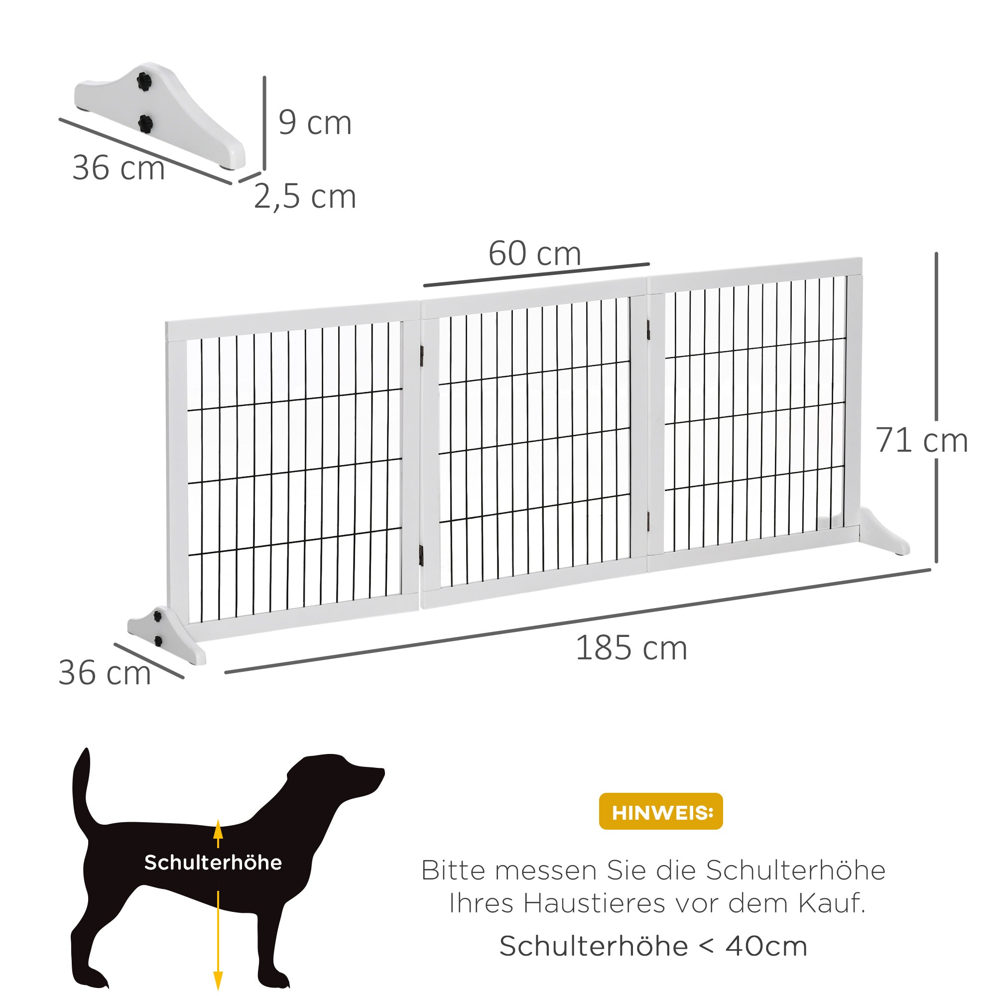 Logidon Barrière voor Honden Traphekje Wit 185 cm 36 cm 71 cm