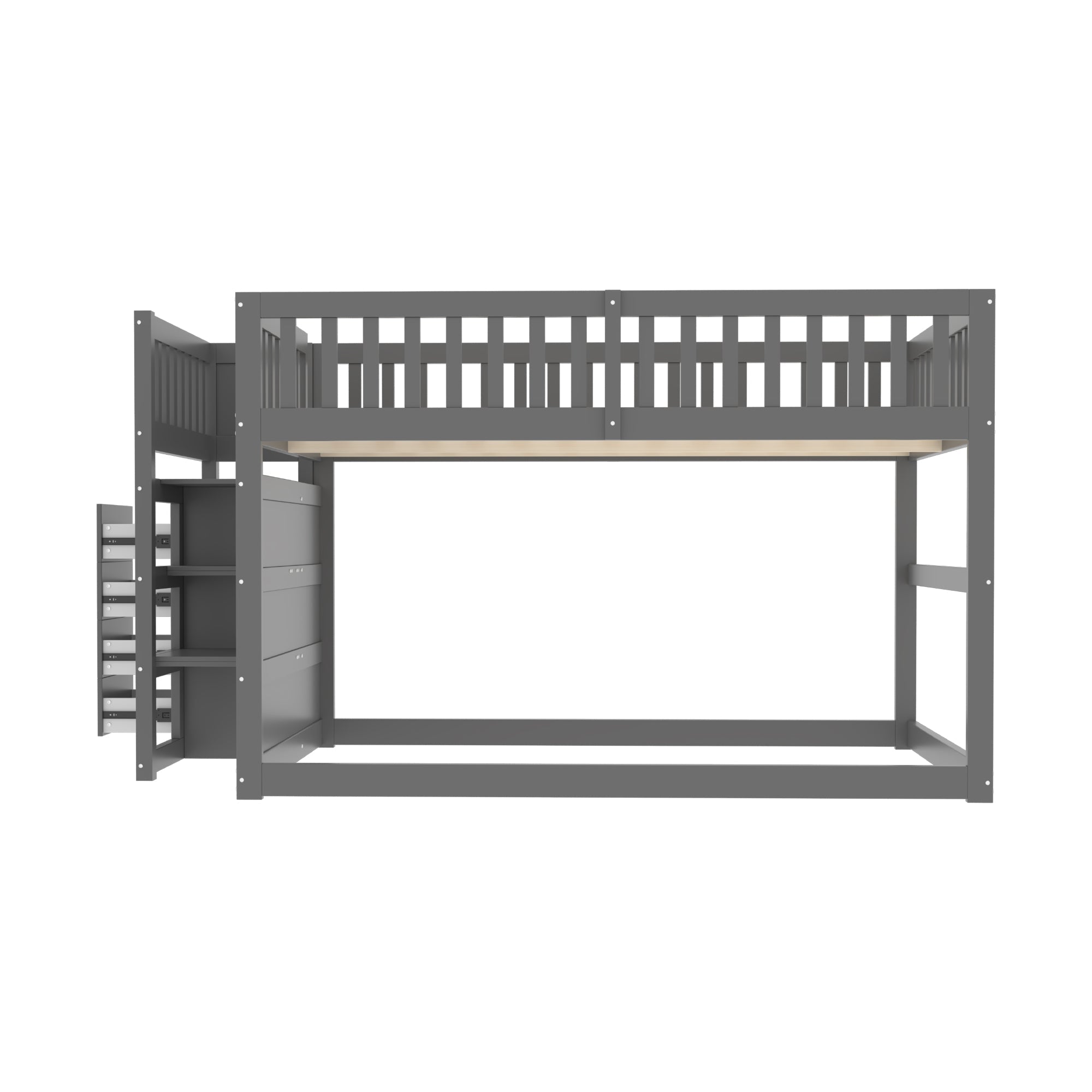 Logidon laag stapelbed 140x200 grijs veiligheidsstapelbed