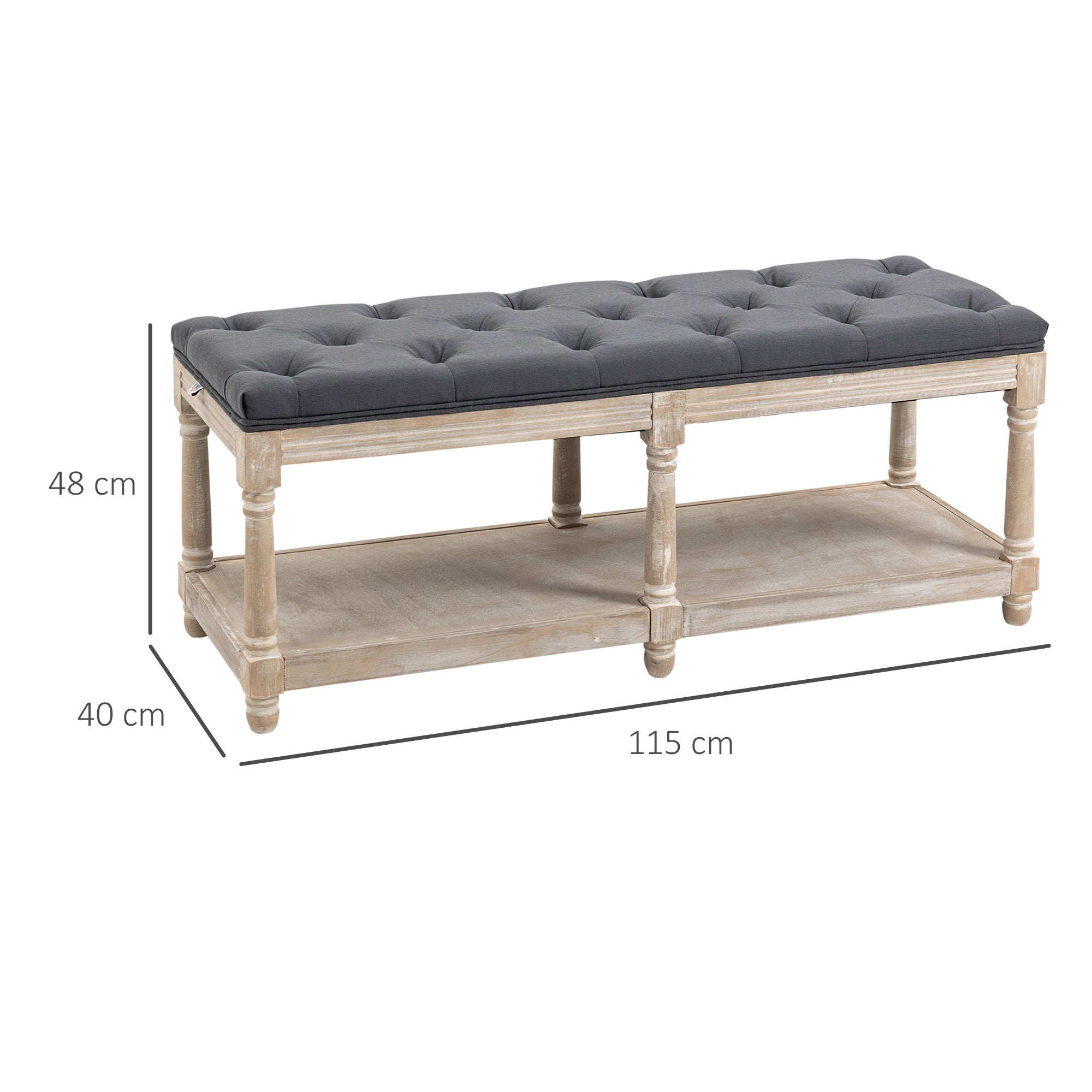 Logidon schoenenbank met zitje en opbergruimte in linnenlook 115x40x48 cm