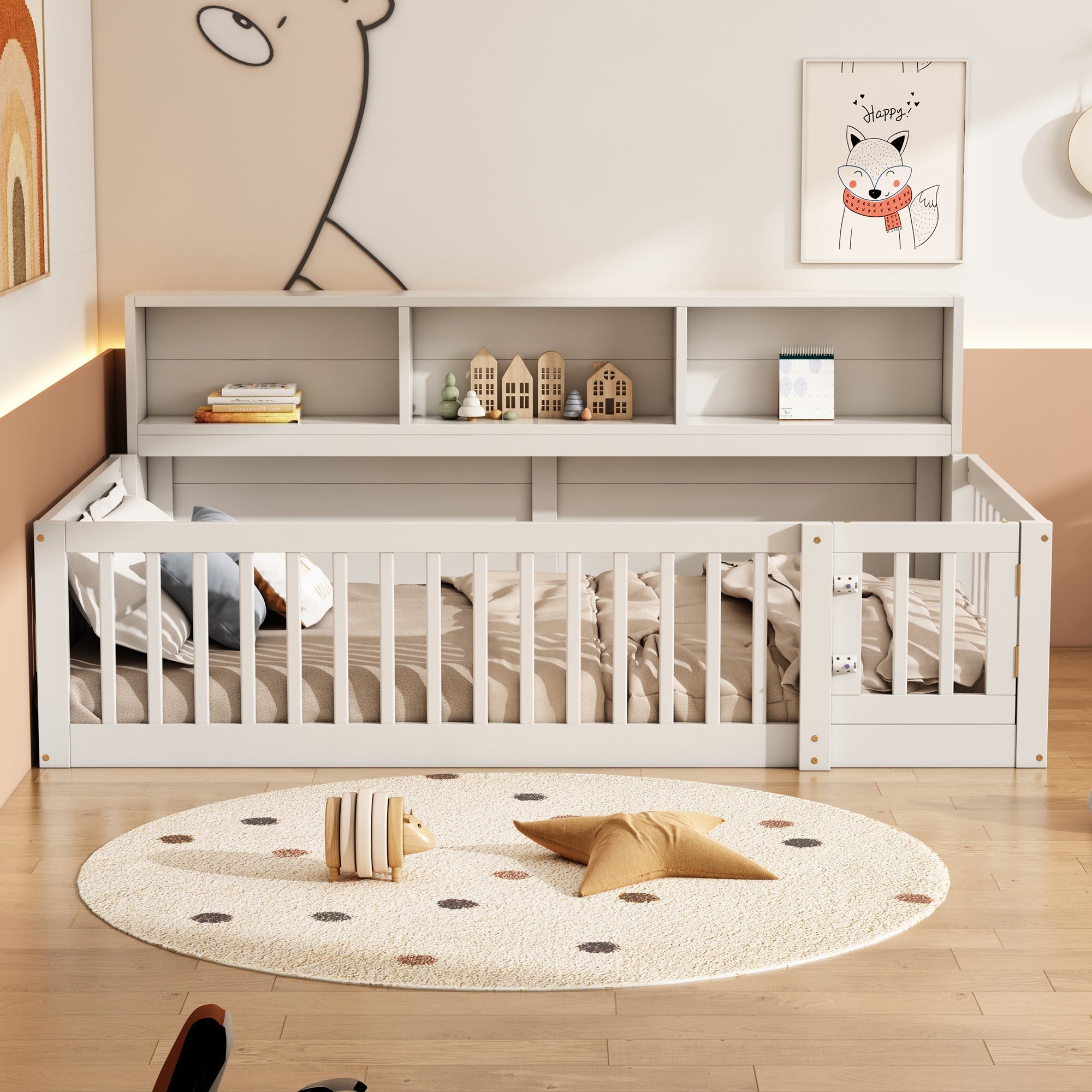 Logidon Daybed 90x200cm witte slaapbank met opbergvak