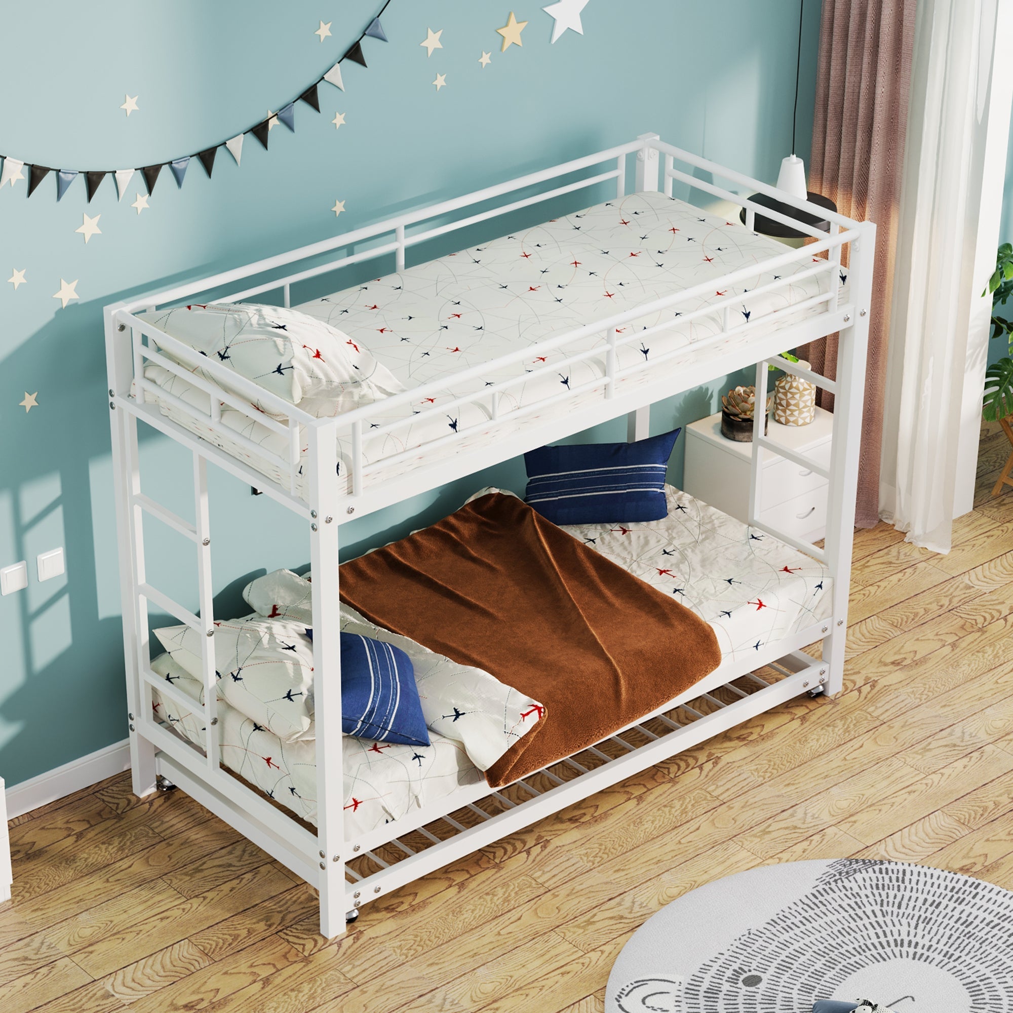 Logidon stapelbed 90x200 cm wit uitschuifbaar bed EN747 gecertificeerd