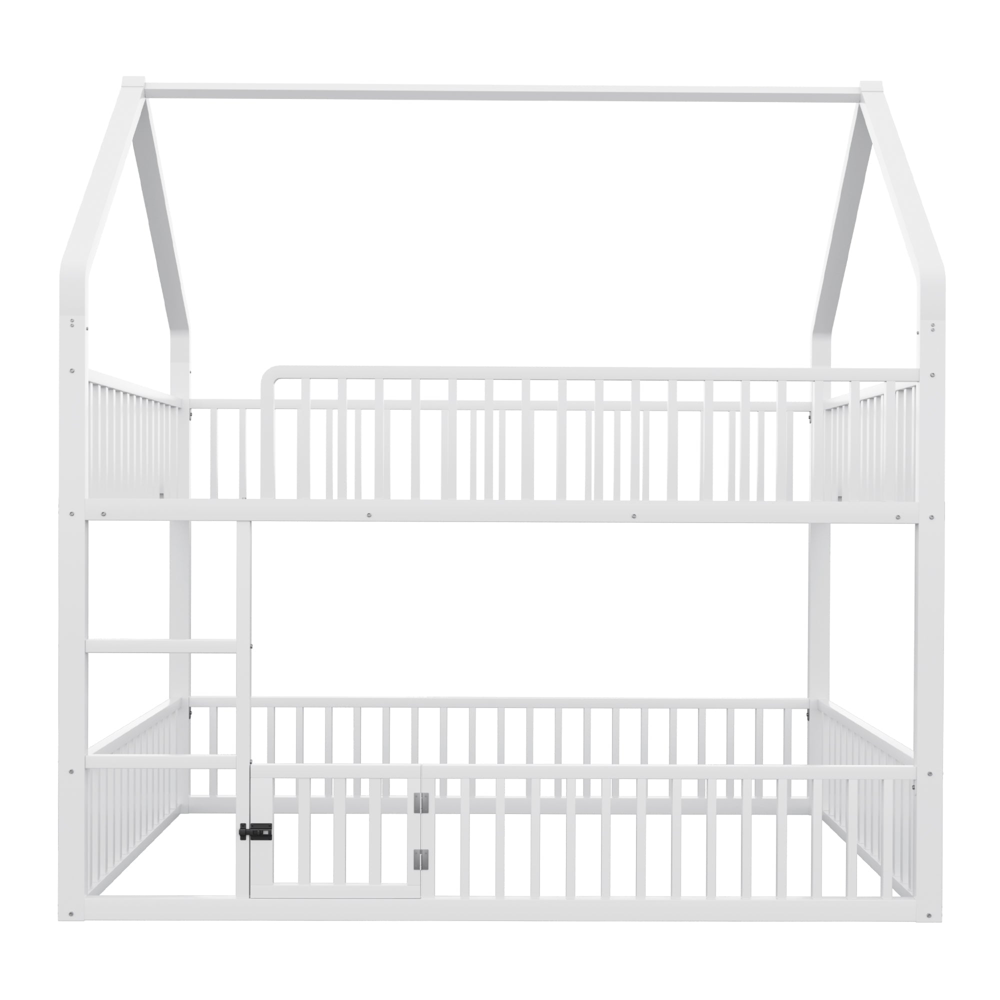Logidon stapelbed 140x200 cm metalen hoogslaper witte trap familiebed