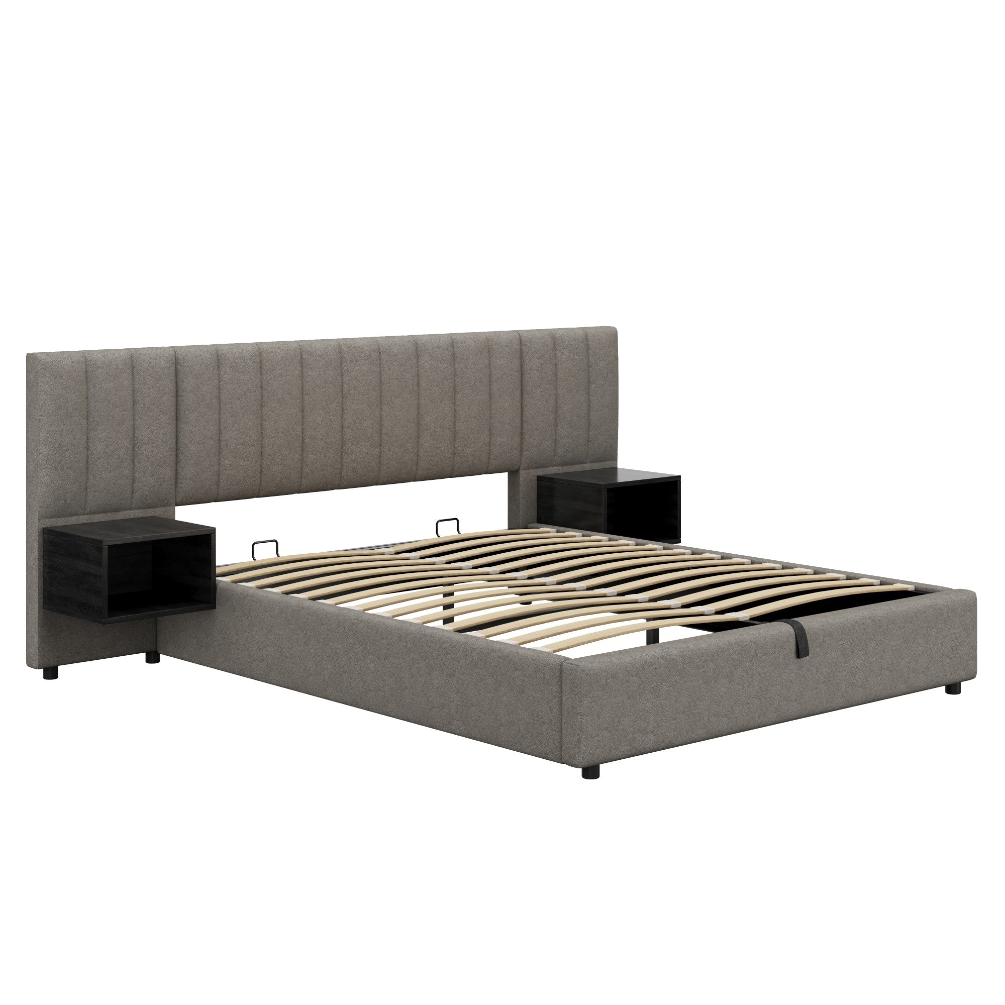 Logidon Gestoffeerd bed 160x200 cm met hydraulische opbergruimte grijs zwart