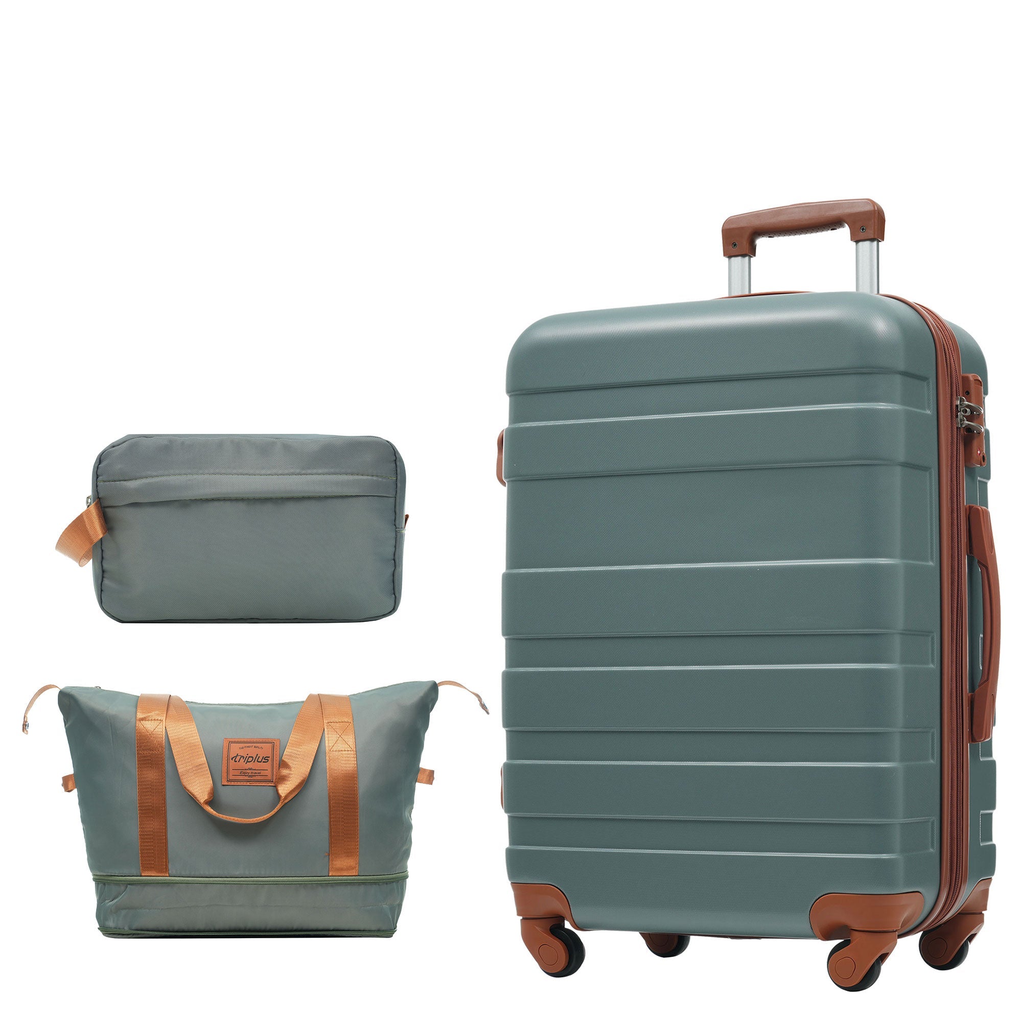Logidon Hardshell Koffer 28 Inch Donkergroen Bruin TSA 4 Wielen