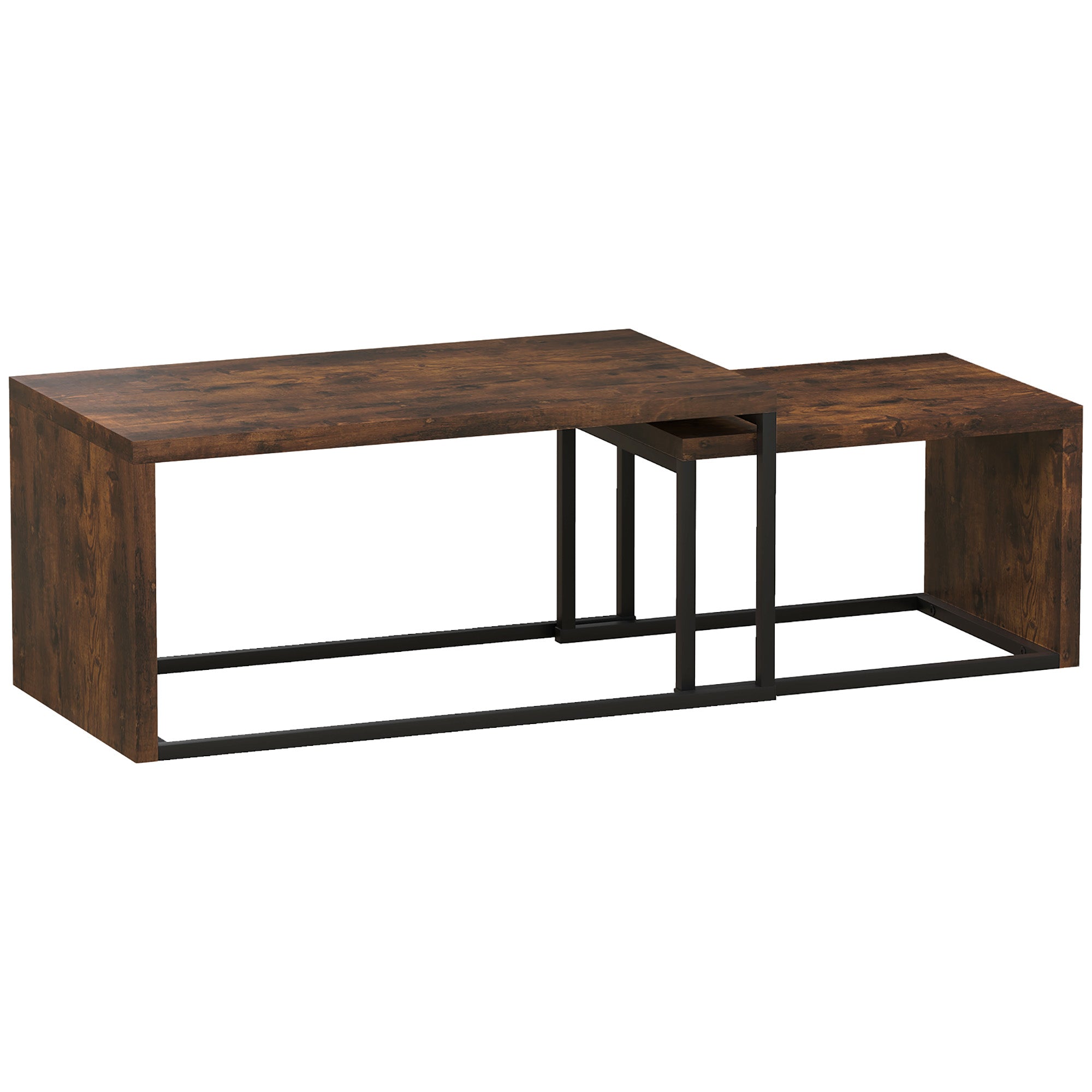 Logidon Set van 2 salontafels Bruin hout Metalen onderstel Elegant 90x48 cm