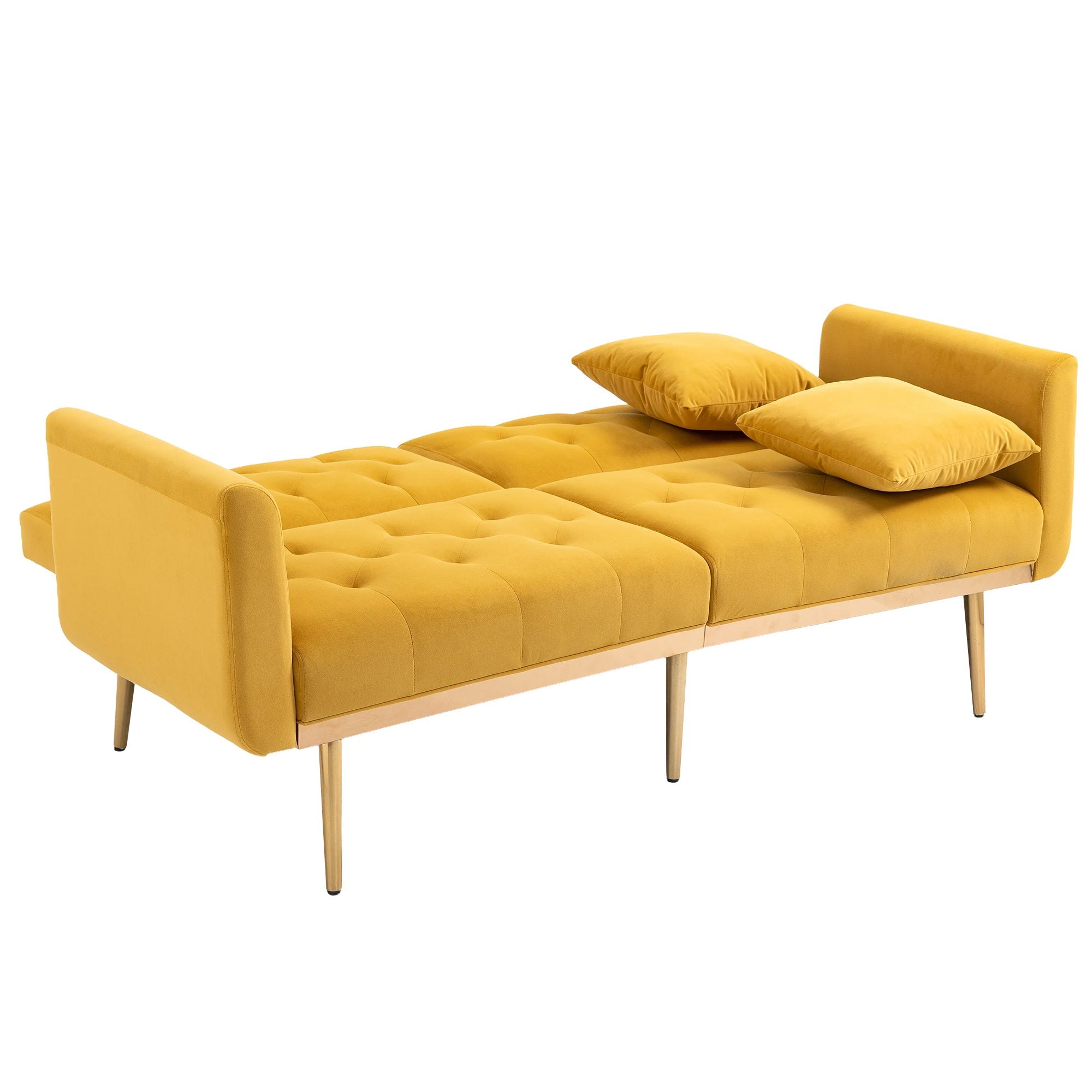 Logidon Luxe 3-zits designbank mosterdgeel fluweel slaapbank 3 posities