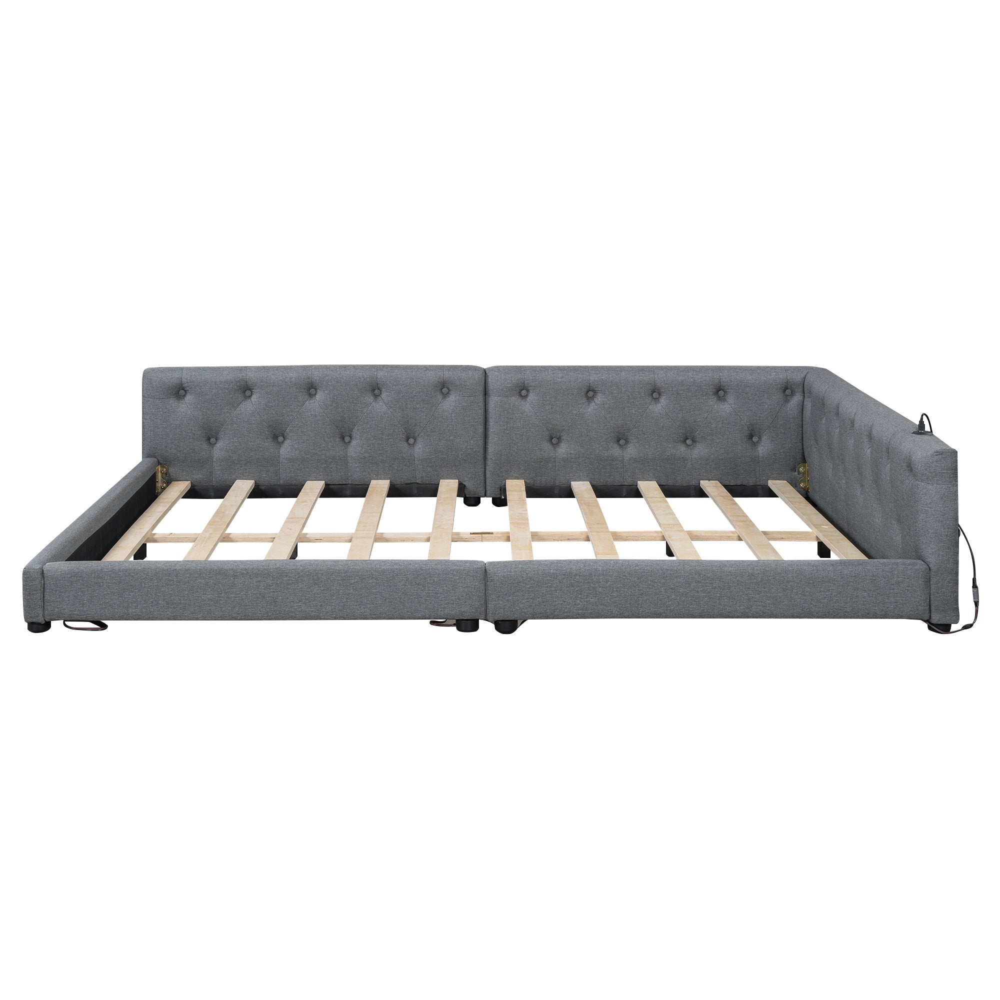 Logidon slaapbank 140x200 grijs met lattenbodem USB TypeC verlichting
