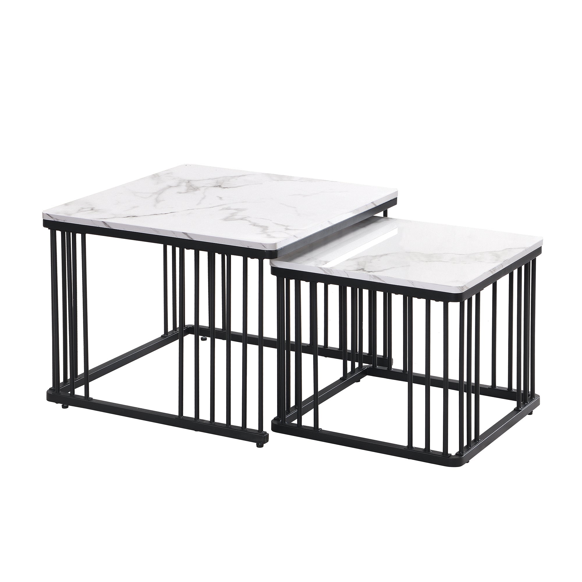 Logidon Stijlvolle 2-delige salontafelset wit marmerlook 60x60 cm