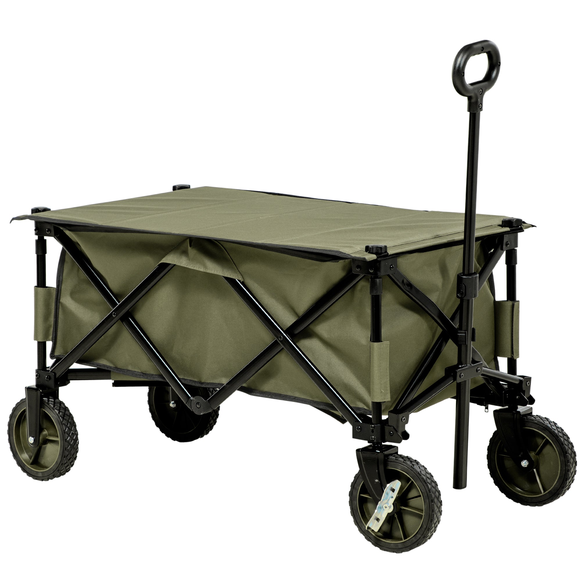 Logidon Strandtrolley Opvouwbaar met Dienblad en Zakken Groen