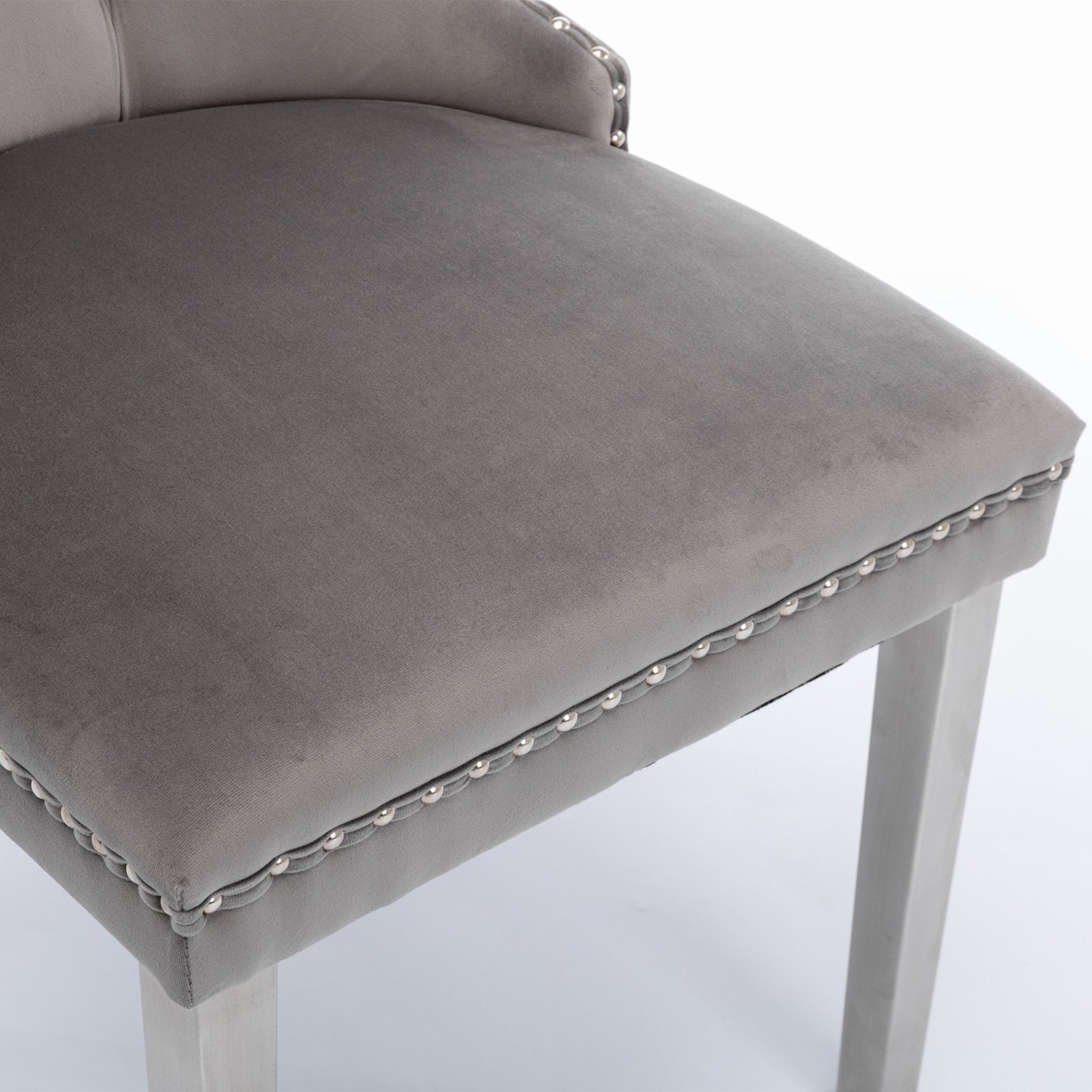 Logidon Nikki Collection Dining Table Chair Set of 2 Gray Luxury Velvet Cover