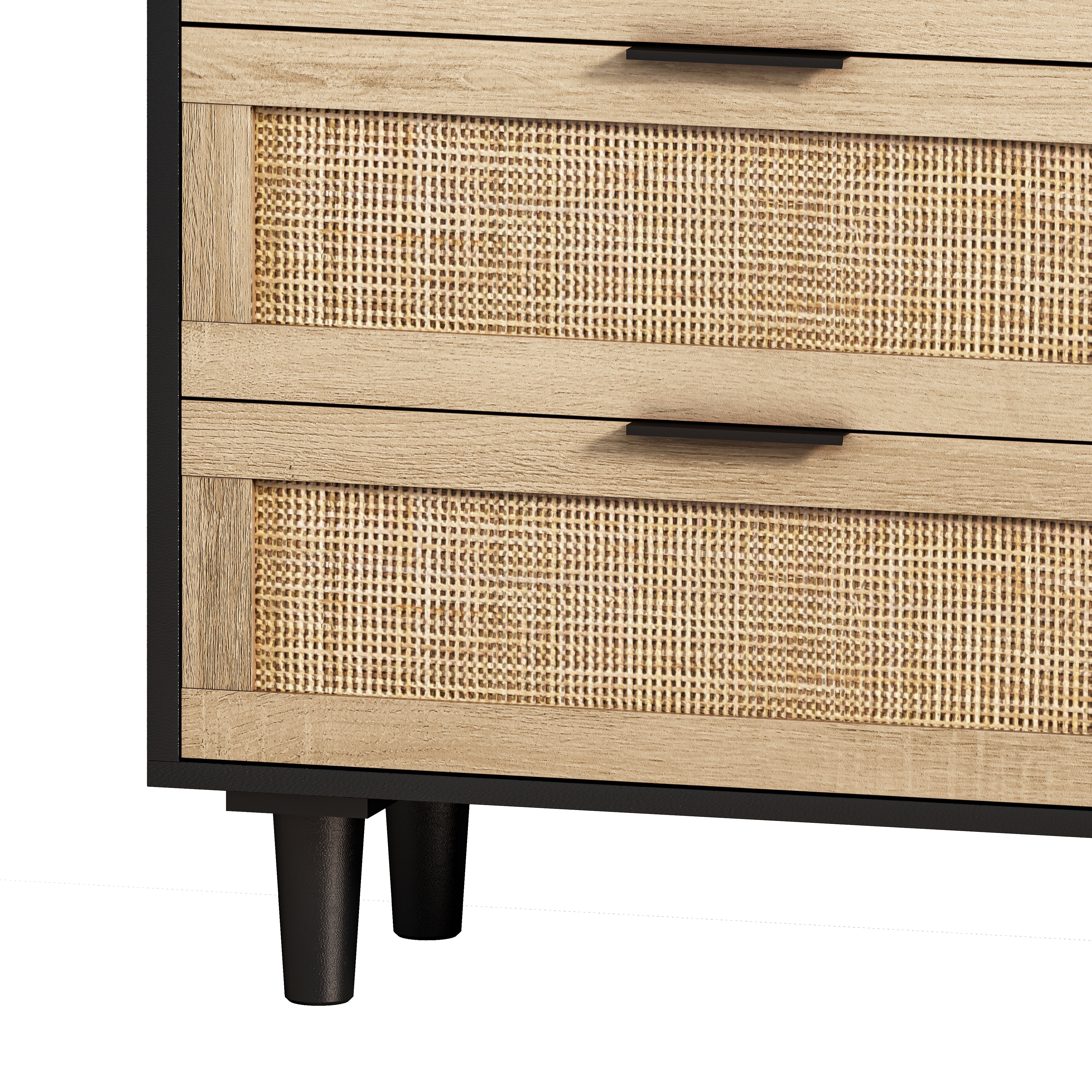 Logidon Rotan opbergkast 130 cm zwart 6 lades