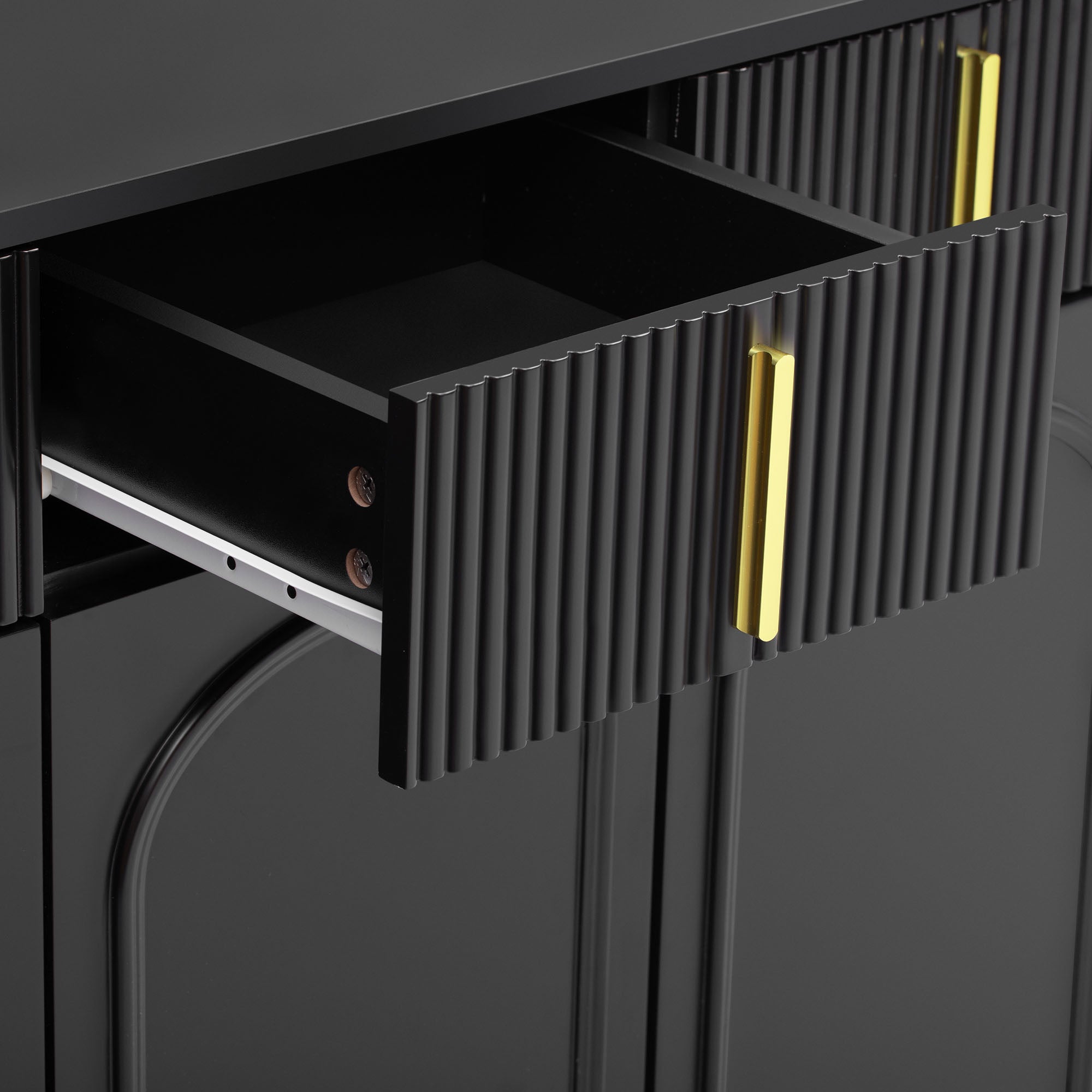 Logidon Dressoir Zwart met Gouden Handgrepen en Poten 140x37,8x82