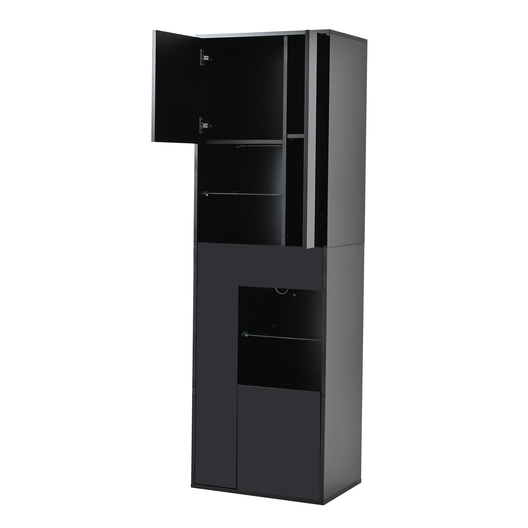 Logidon zwarte hoogglans glazen vitrine 55 x 38 x 170 cm LED-verlichting