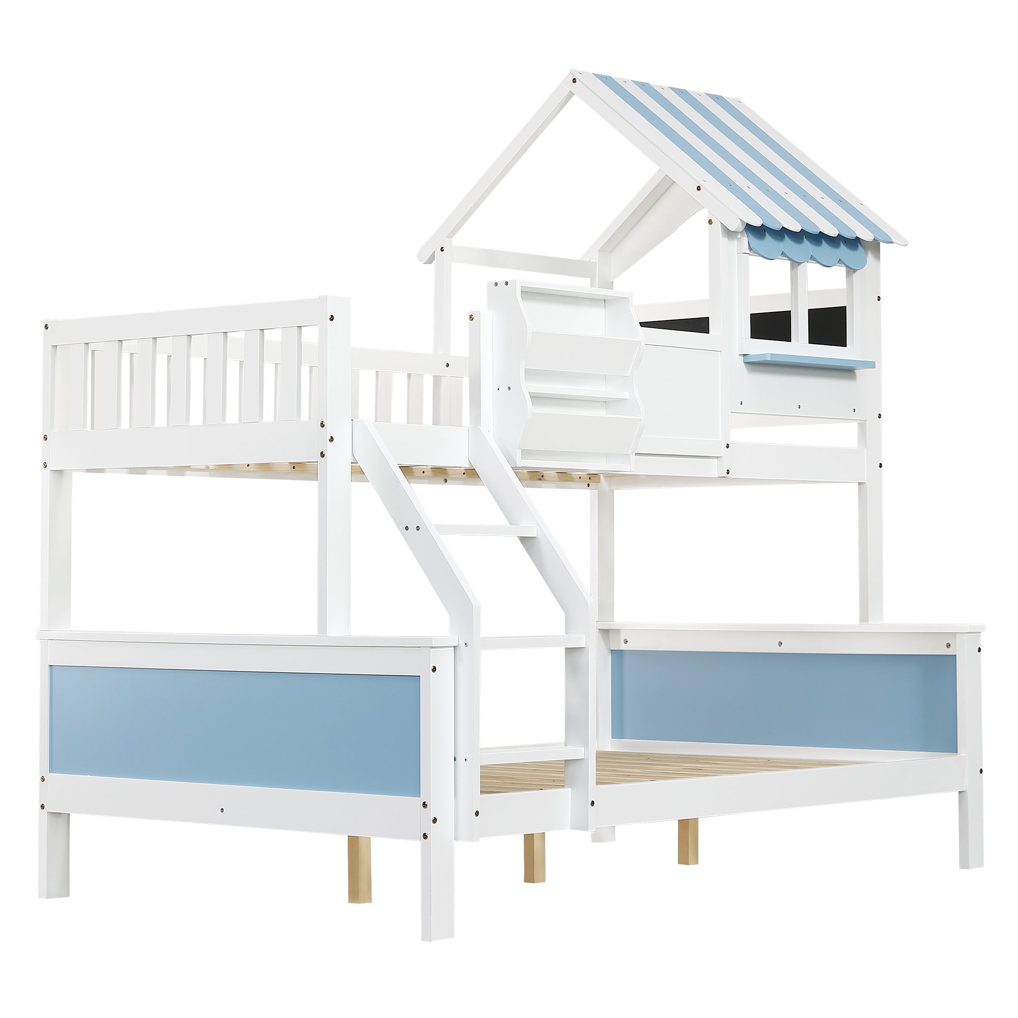 Logidon stapelbed kinderbed met opbergruimte 90x200/120x200 wit-blauw