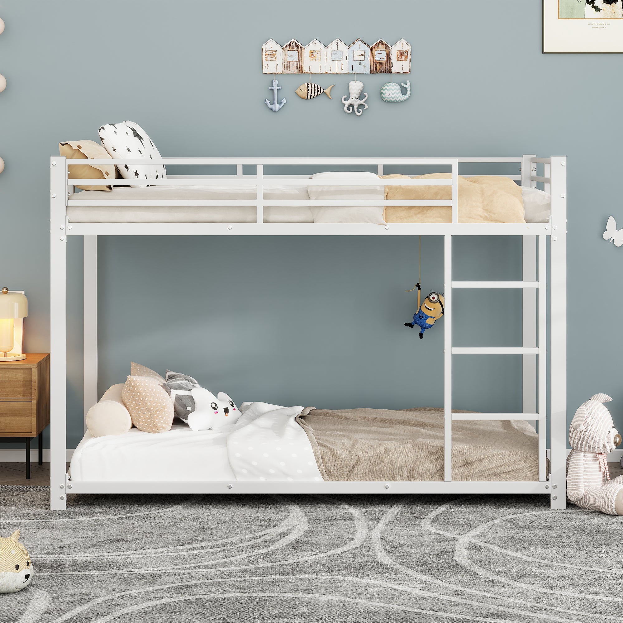 Logidon stapelbed 90x200 metaal wit klassieke vorm