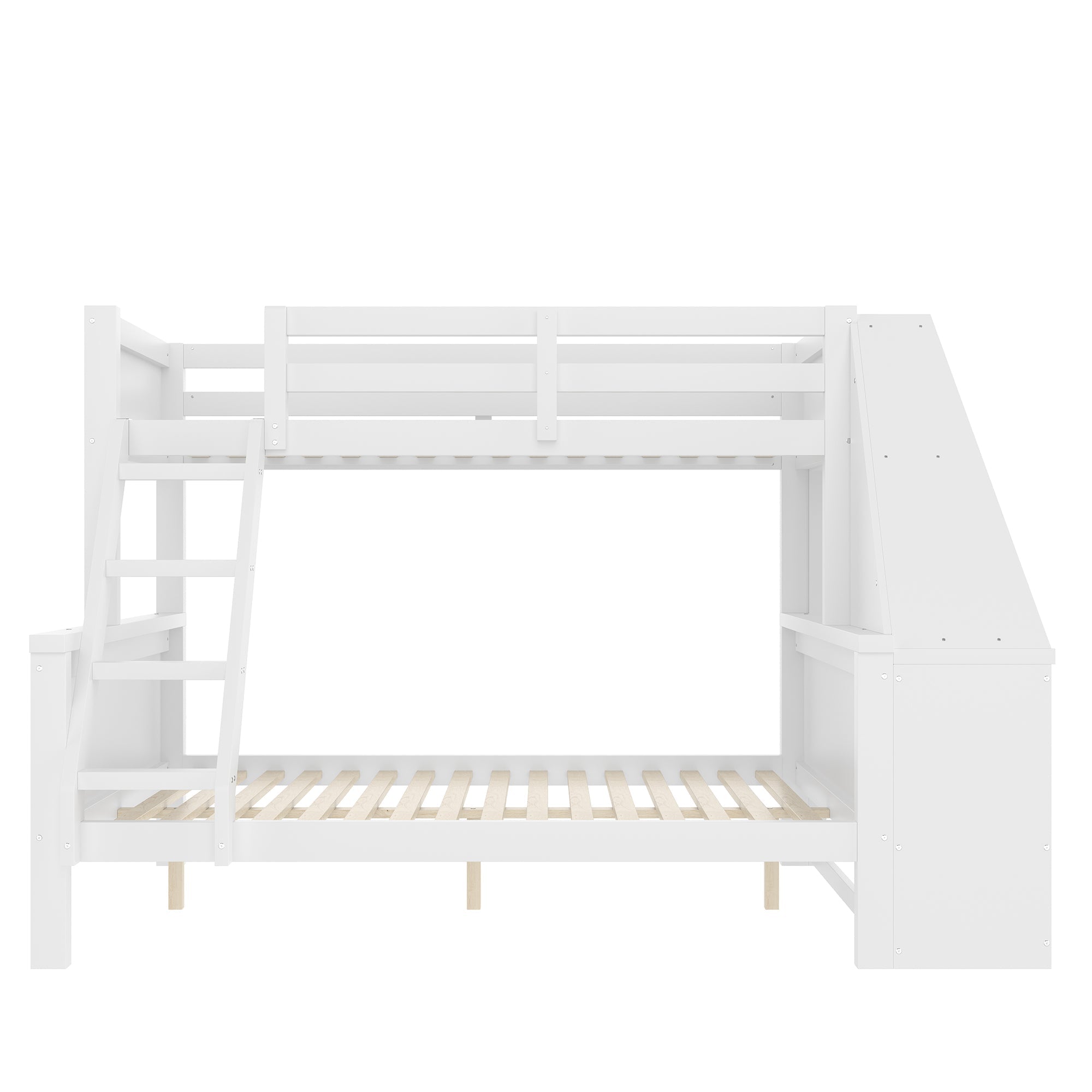Logidon Bunk Bed 90x200 and 140x200 with Table and Storage Space White