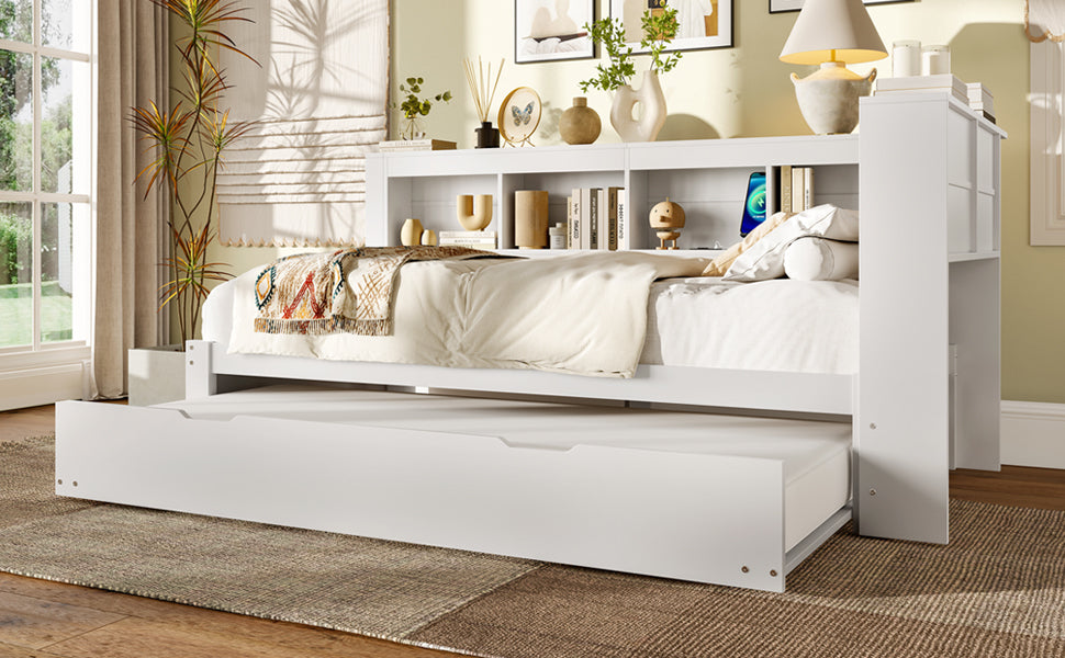 Logidon Daybed 90x200 cm witte slaapbank met USB-aansluiting