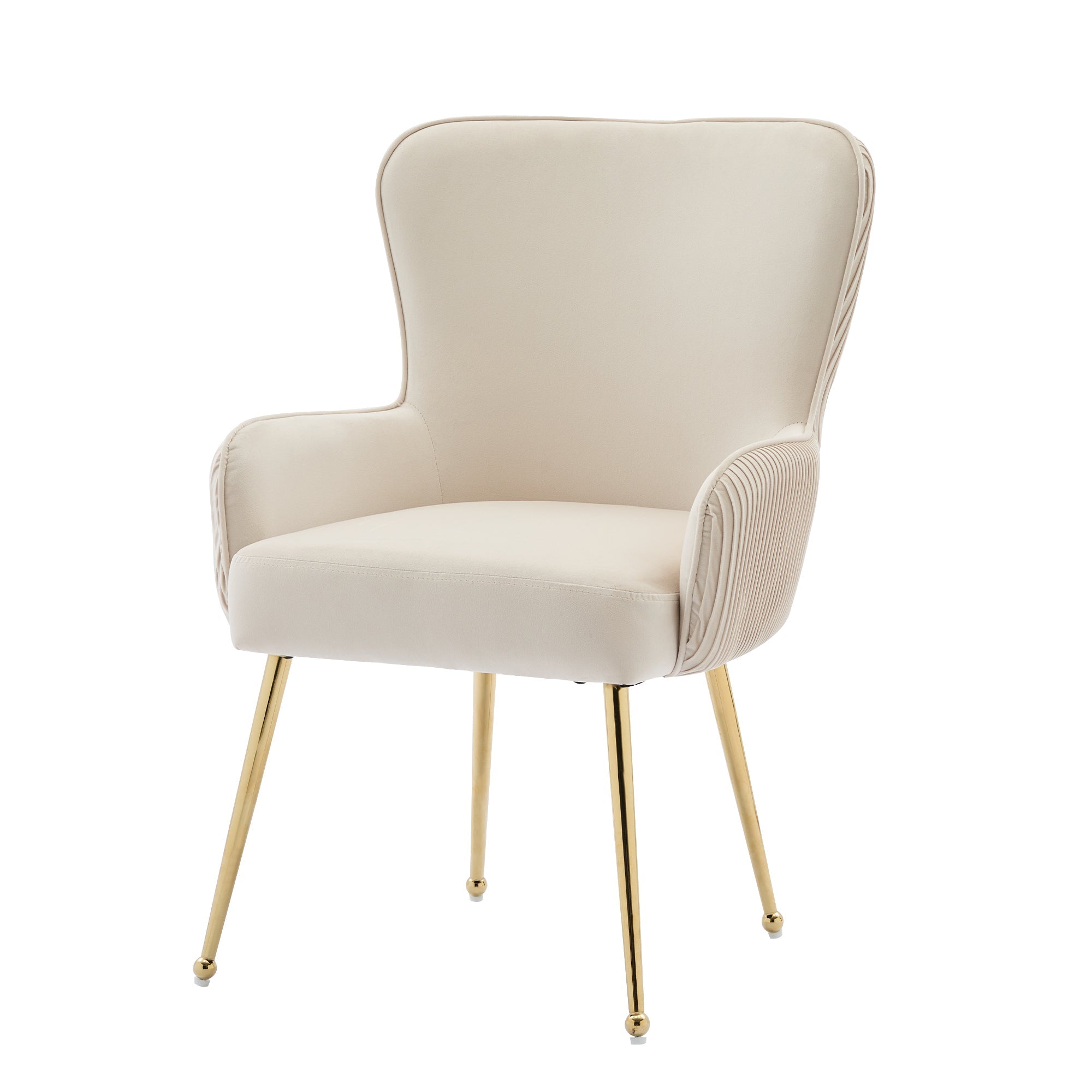 Logidon fluwelen eetkamerstoelen set van 4 beige met goudkleurige metalen poten