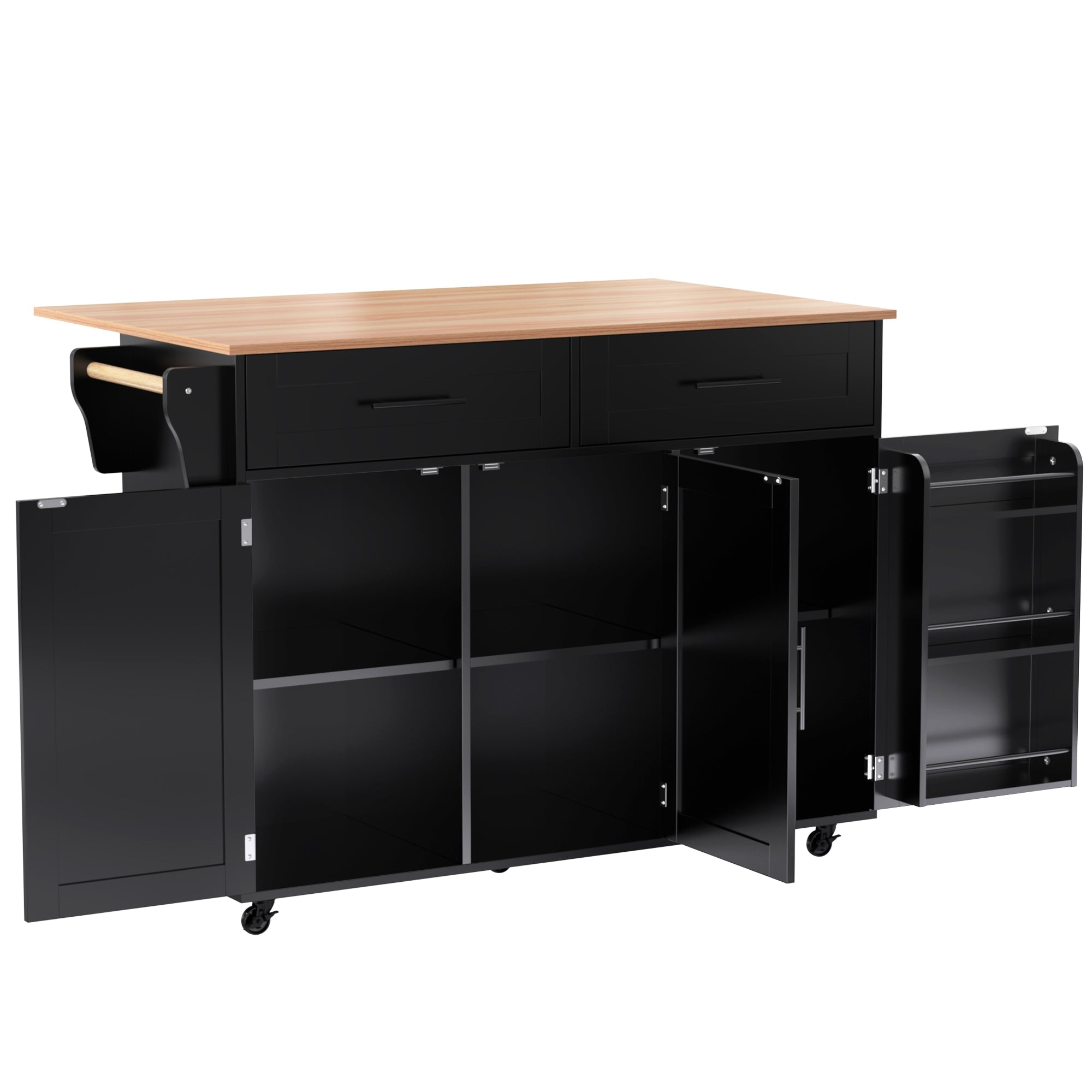 Logidon dining room trolley black 129x46x91.5 cm folding worktop