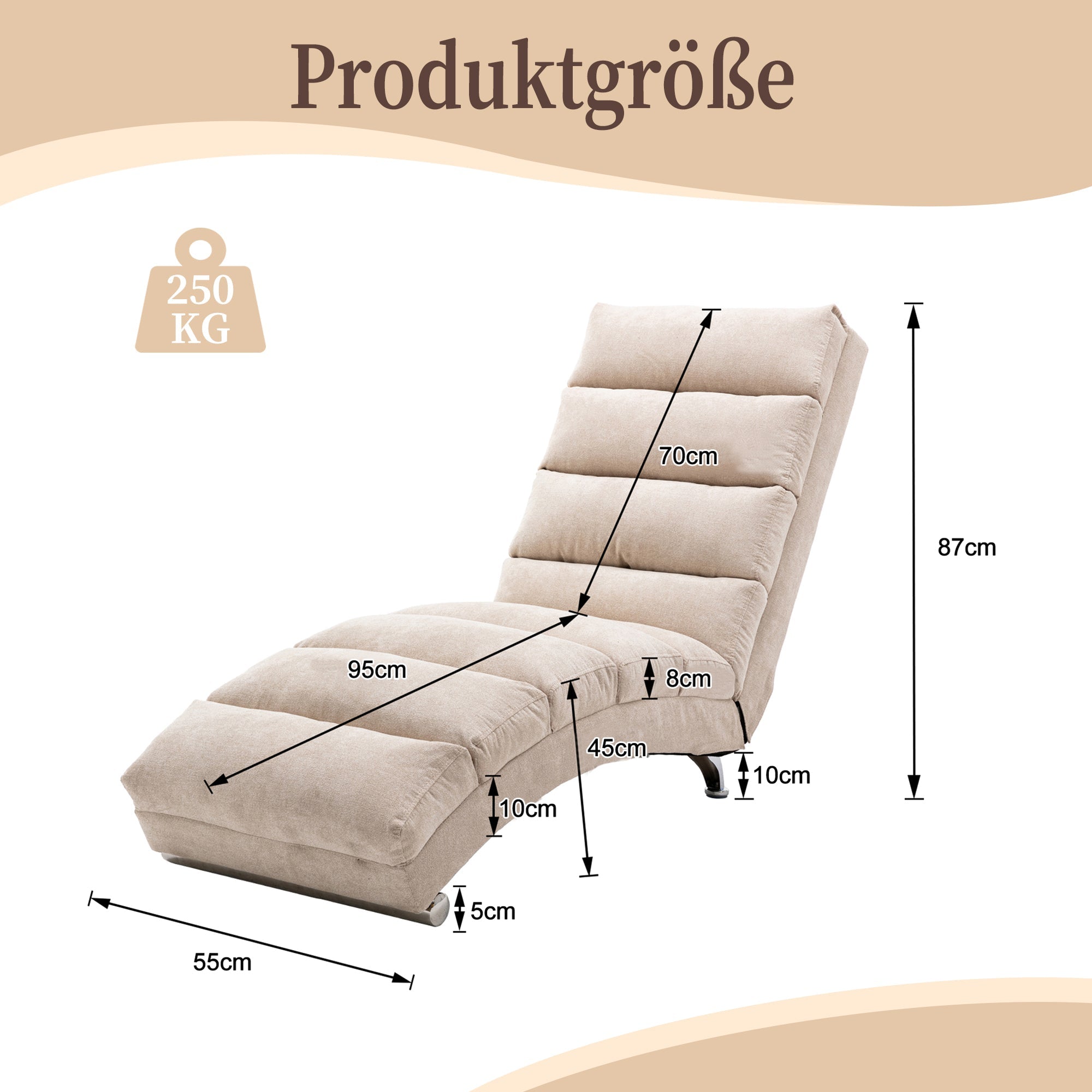 Logidon Linnen Massage Chaise Longue Beige met Afstandsbediening