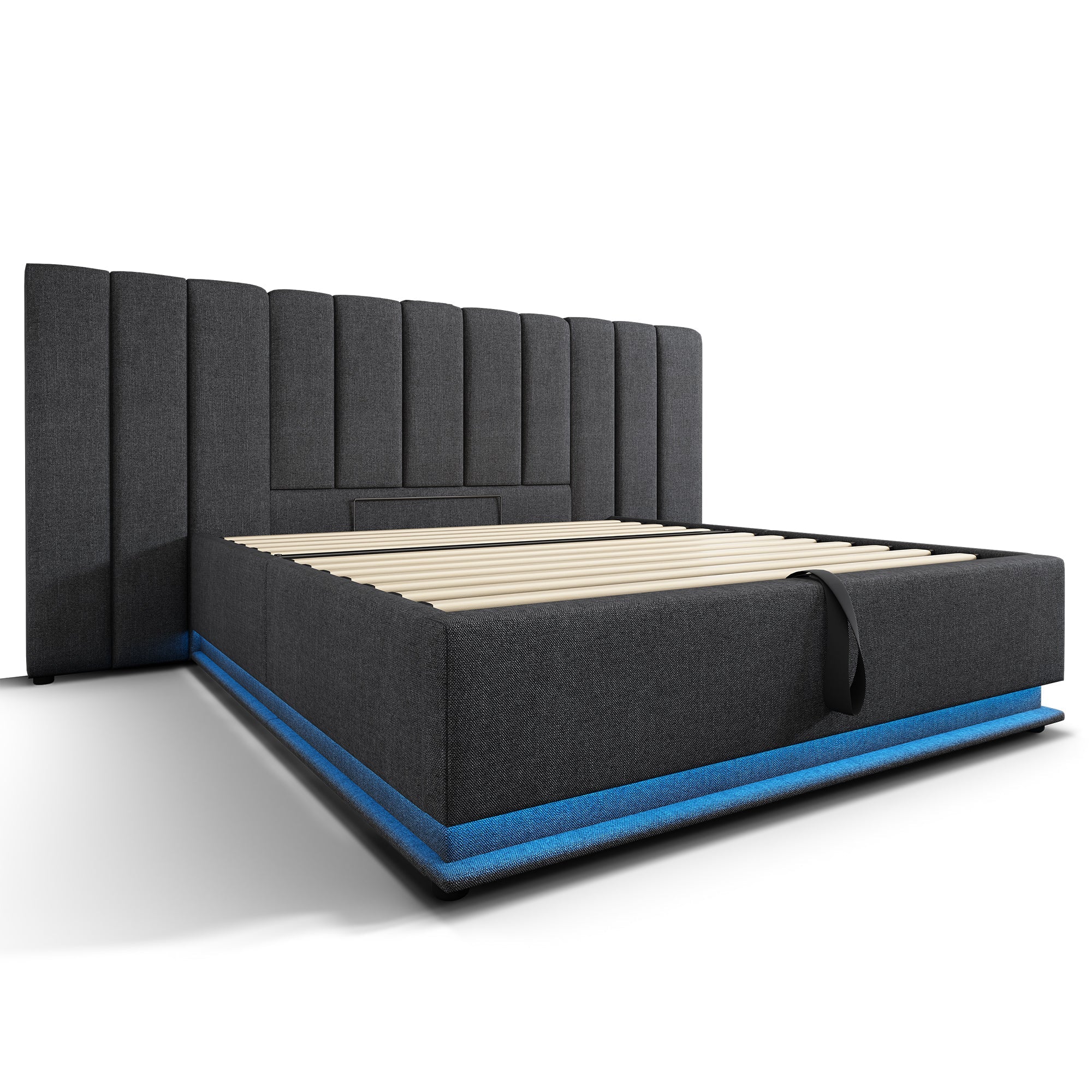 Logidon gestoffeerd bed 160x200 grijs met opbergruimte LED app bediening
