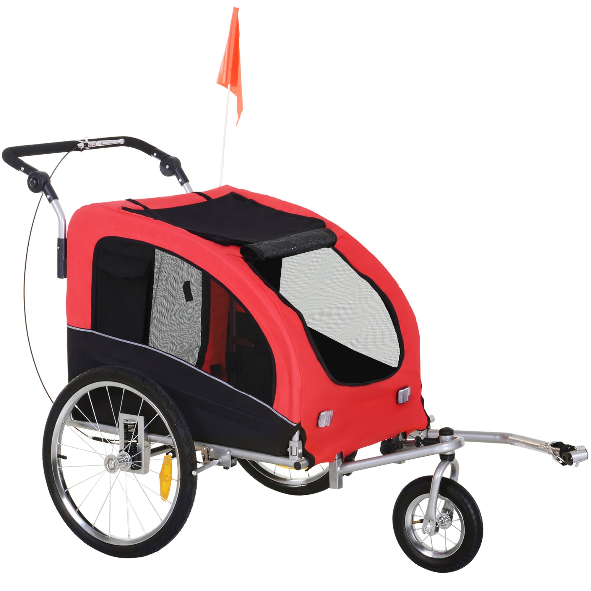 Logidon Hondenkar 2in1 Jogger Fietskar Rood
