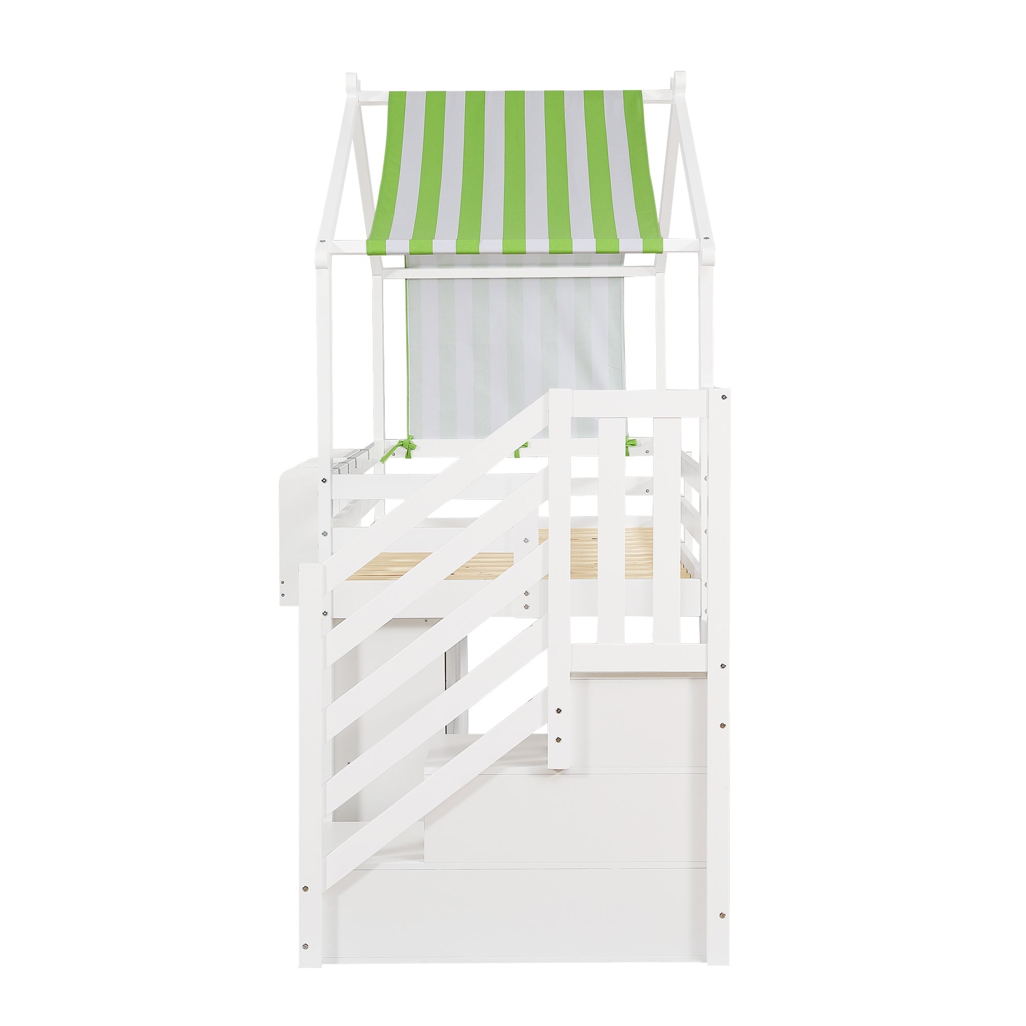 Logidon Kinderstapelbed 90x200 cm witgroen met kledingkast