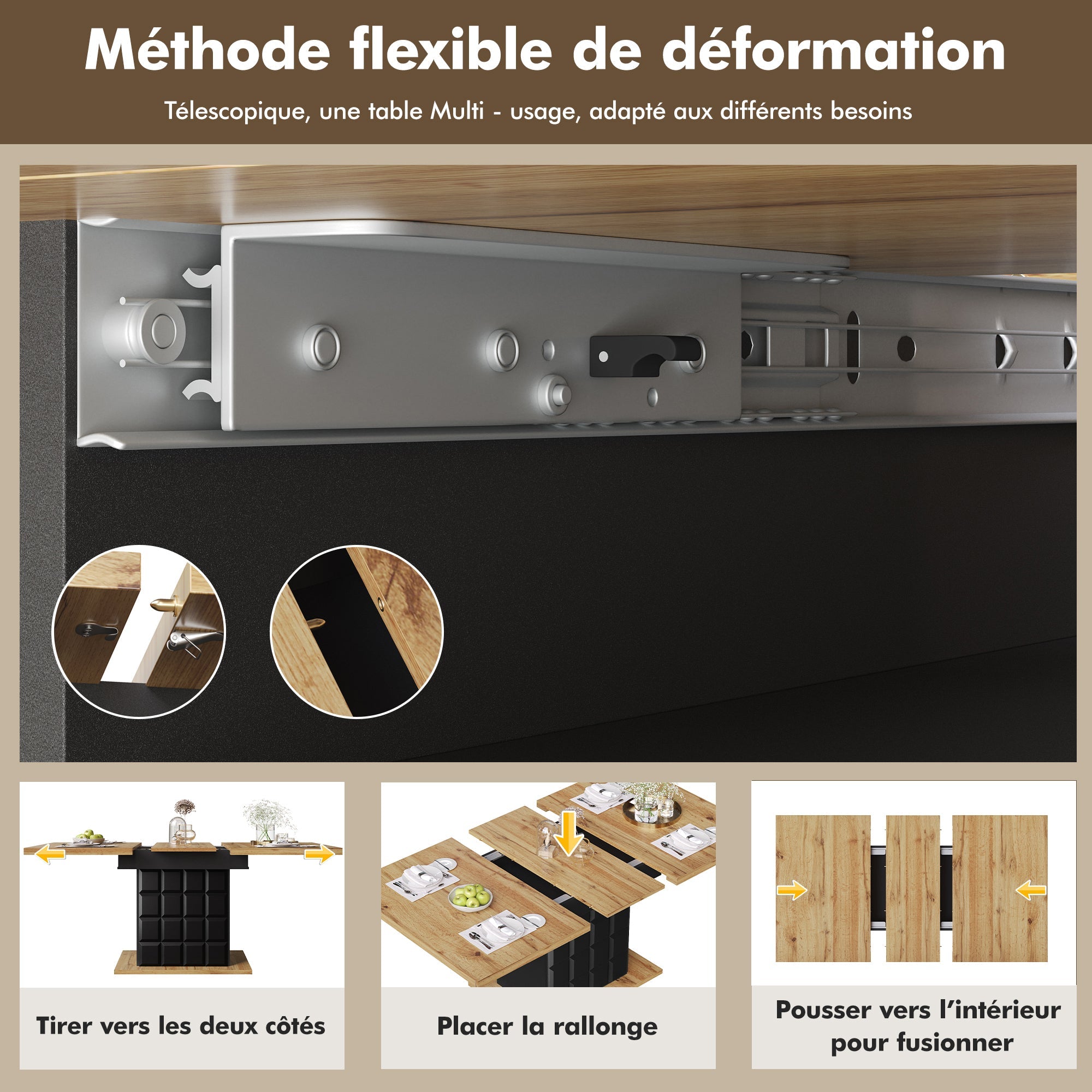 Logidon uitschuifbare eettafel 110-140 centimeter telescopisch naturel MDF