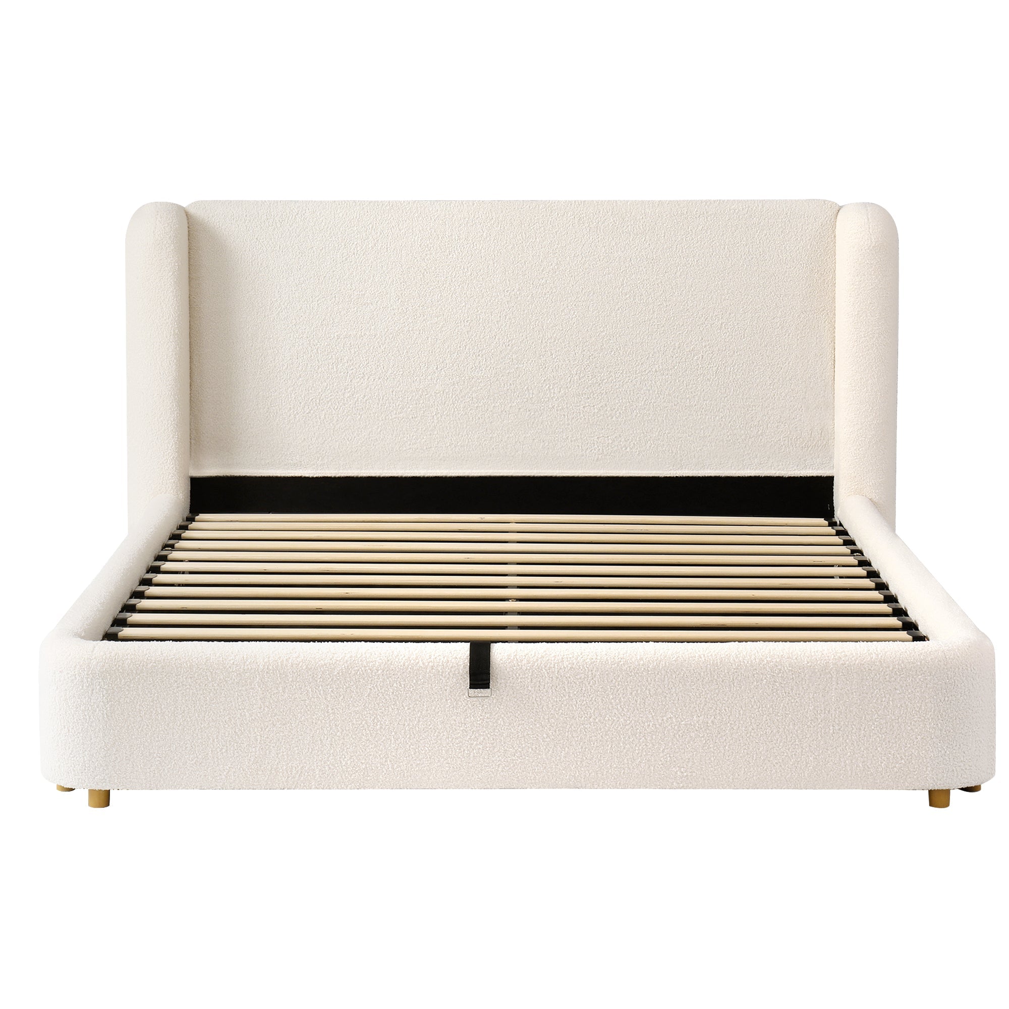 Logidon gestoffeerd bed tweepersoonsbed 160x200 beige bouclé met opbergruimte
