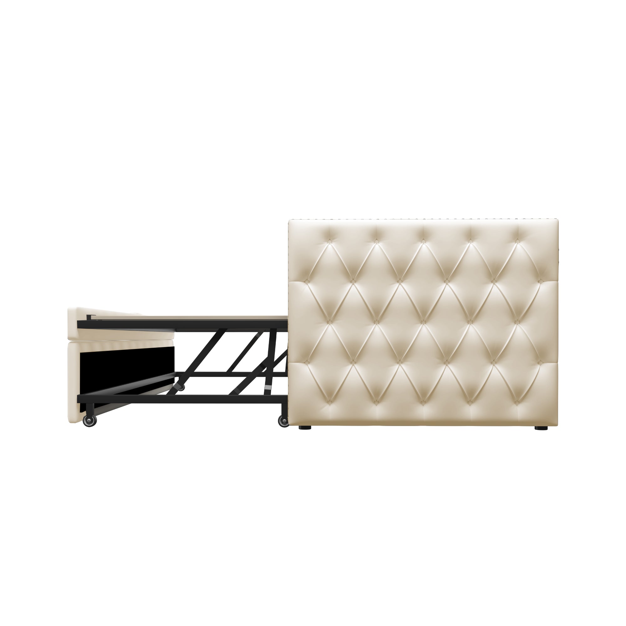 Logidon gestoffeerd bed slaapbank 90x200 beige fluwelen lattenbodem