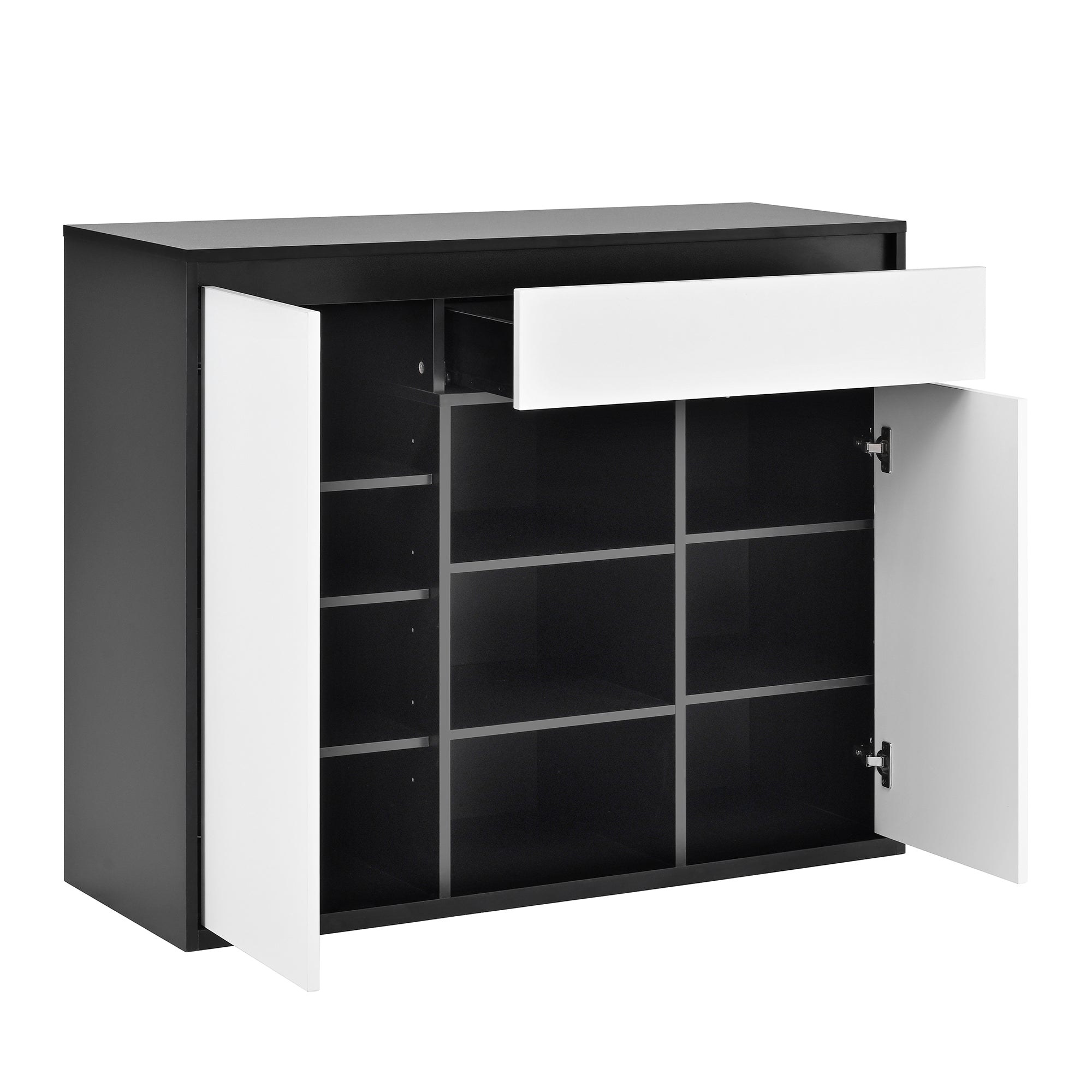 Logidon Shoe Cabinet Black White Two Doors Adjustable Shoe Rack