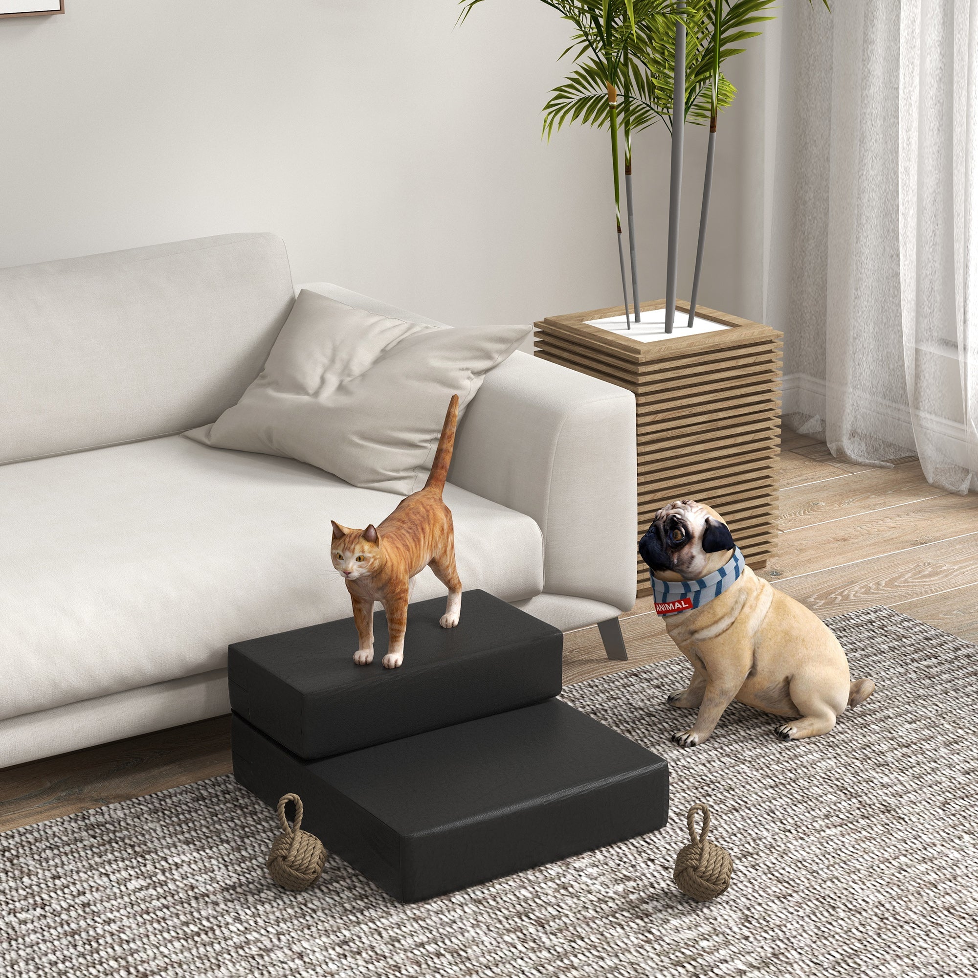 Logidon Dierentrap Opvouwbaar 2 Treden Zwart L45xB39xH20cm