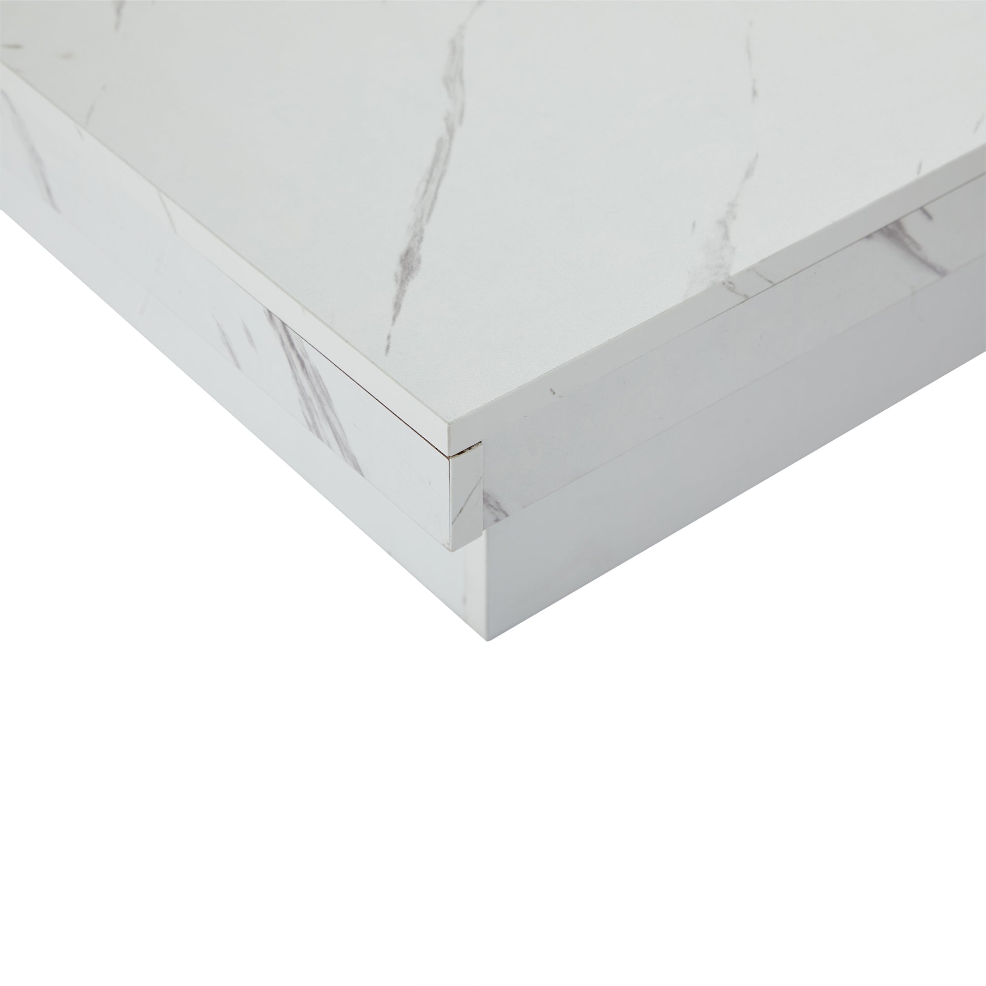 Logidon vierkante salontafel wit marmerlook 90x90x25 cm met lades