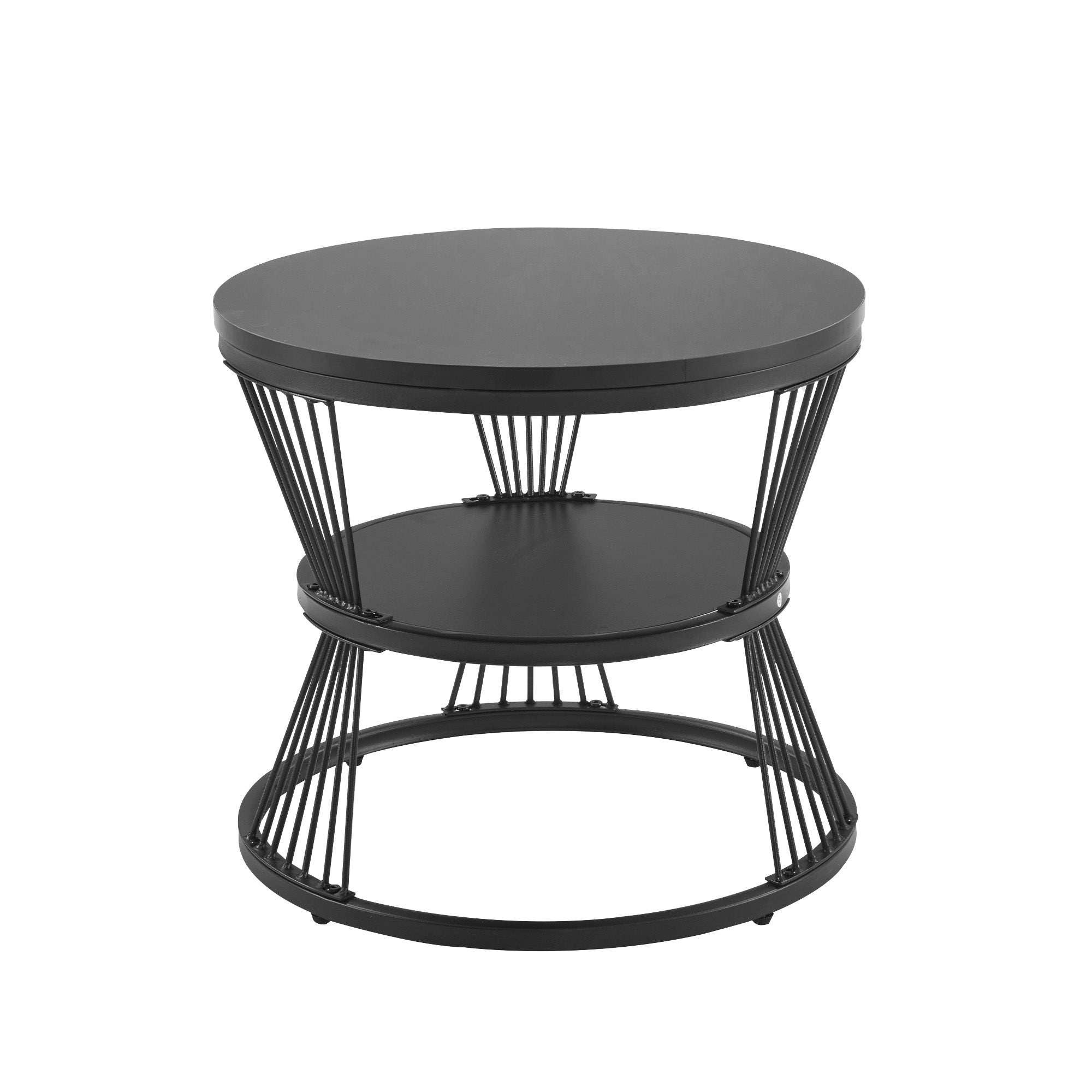 Logidon Moderne Nesting Salontafel Set van 2 Hoogglans Blad Zwart