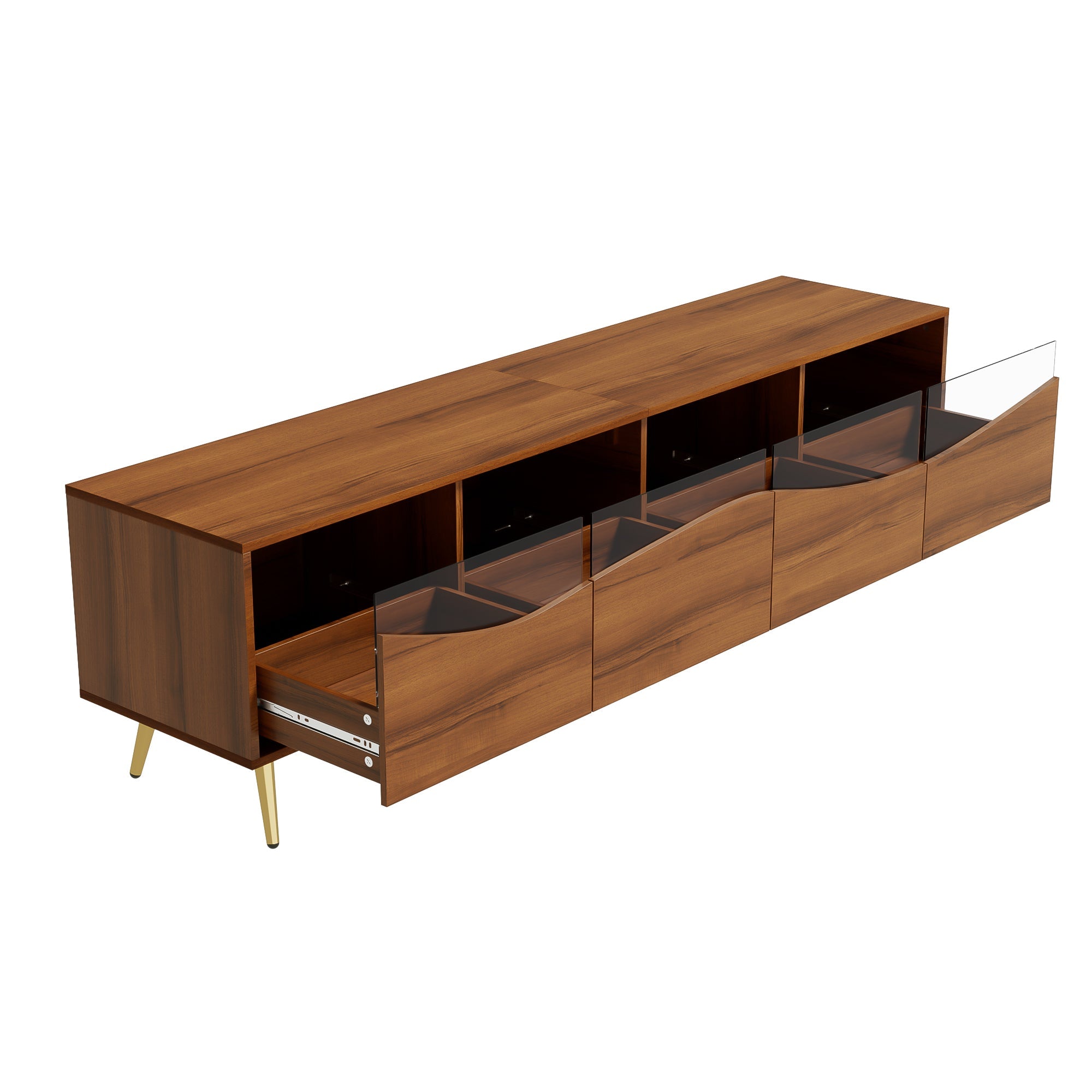 Logidon Modern TV-meubel 180x40x50 cm houtlook glasfront LED