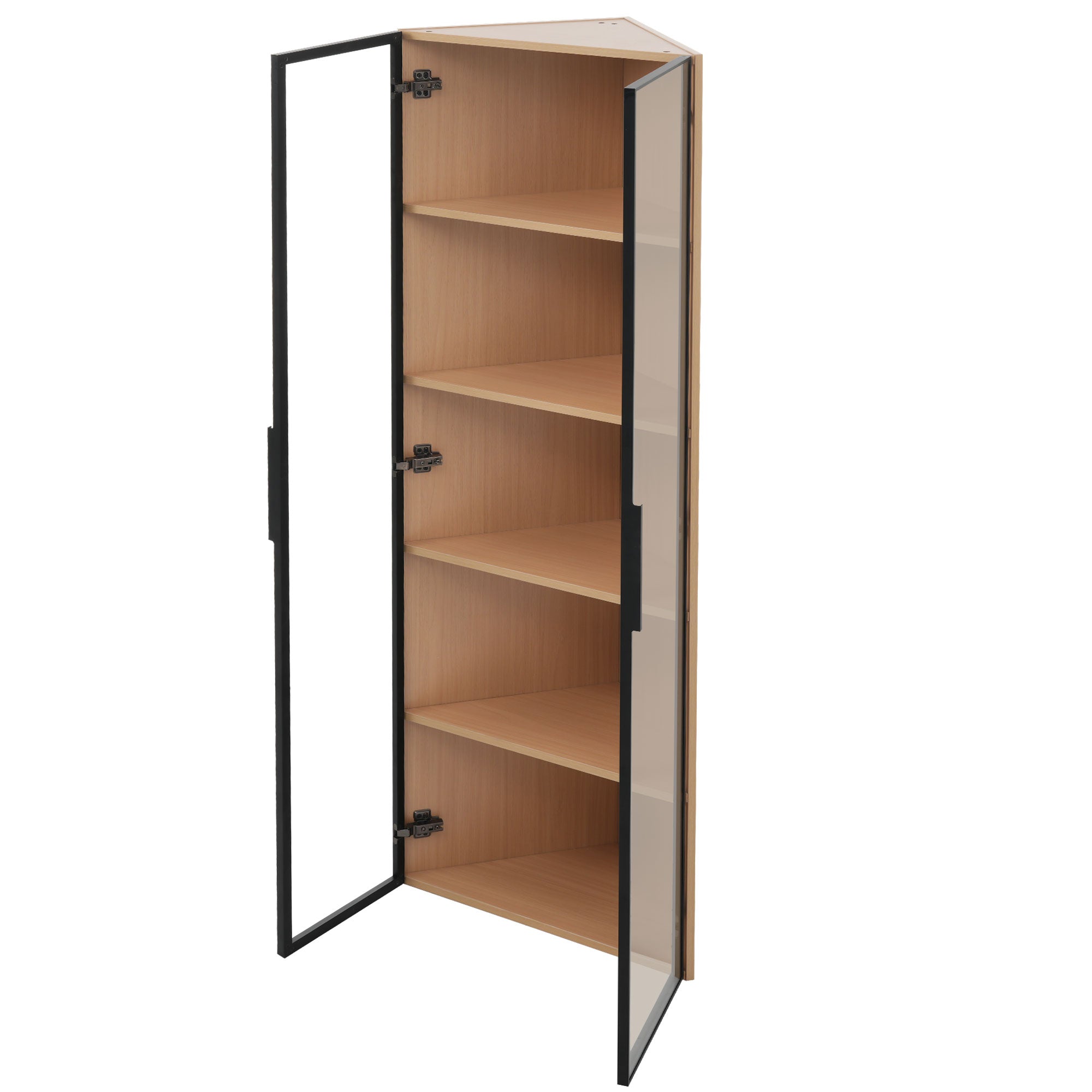 Logidon LED glazen vitrine 62 cm 35 cm 160 cm eiken hoekvitrine met deur