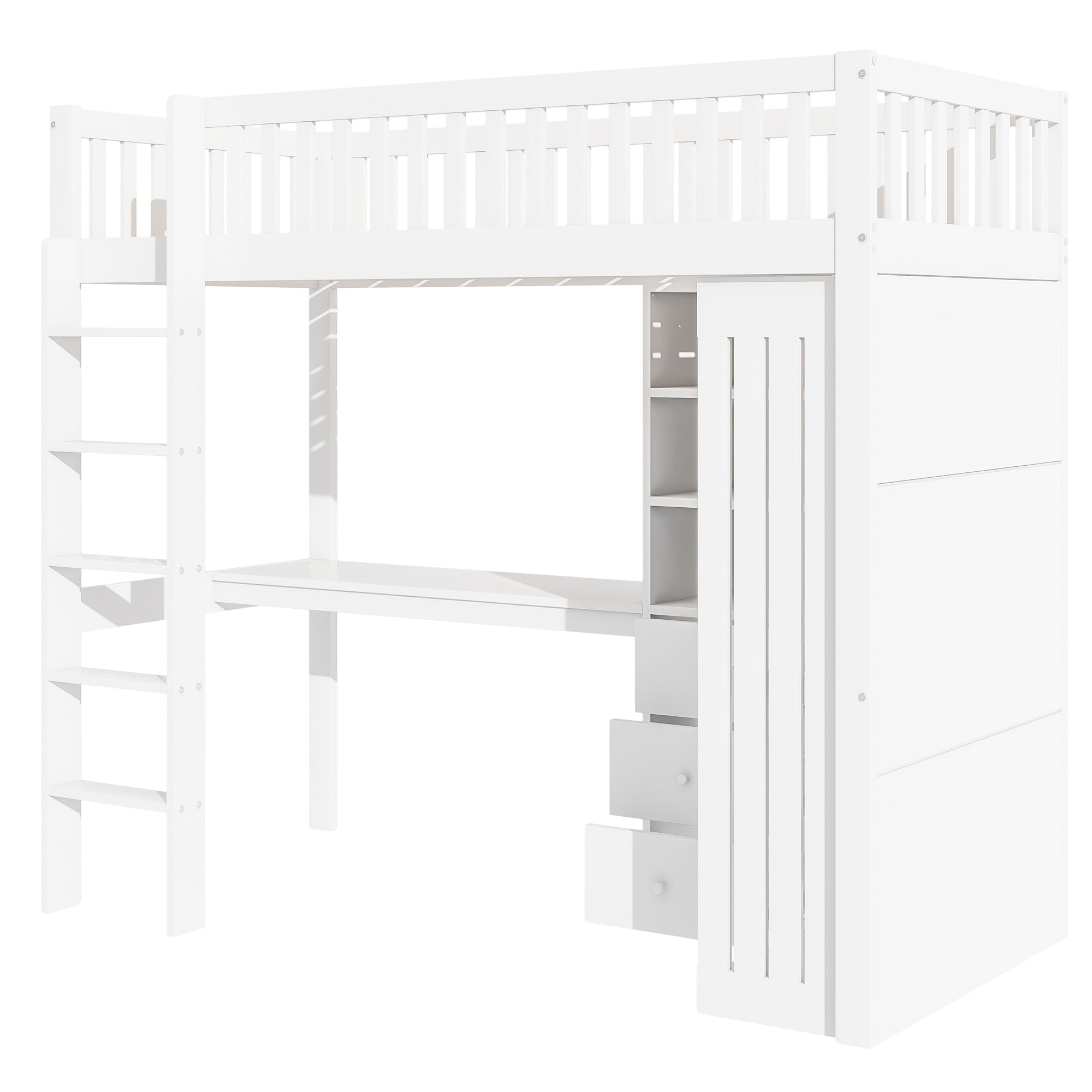 Logidon hoogslaper 90x200 wit met bureau en kledingkast