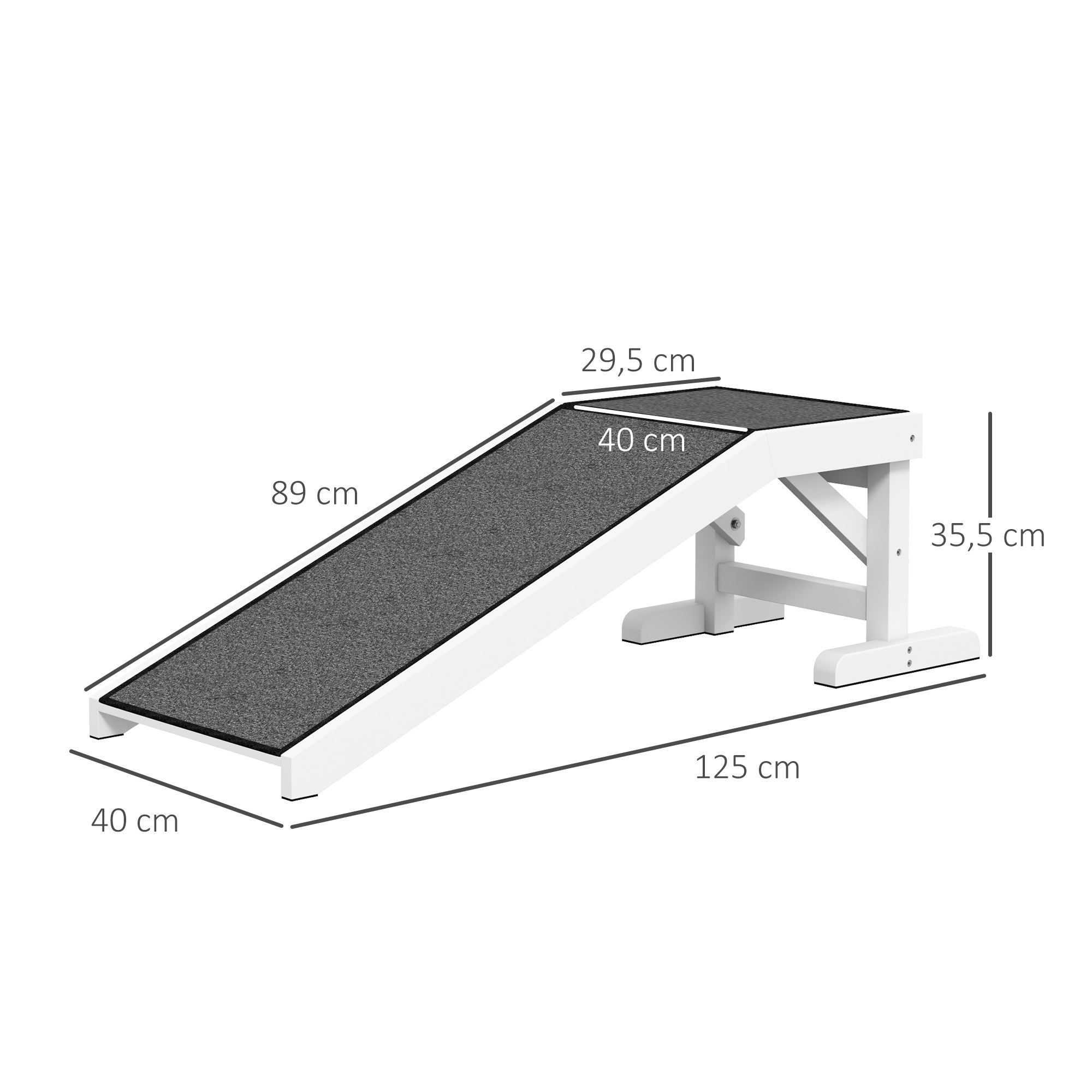 Logidon Huisdierramp 125x40x35 cm Wit Grijs Met Antisliptapijt