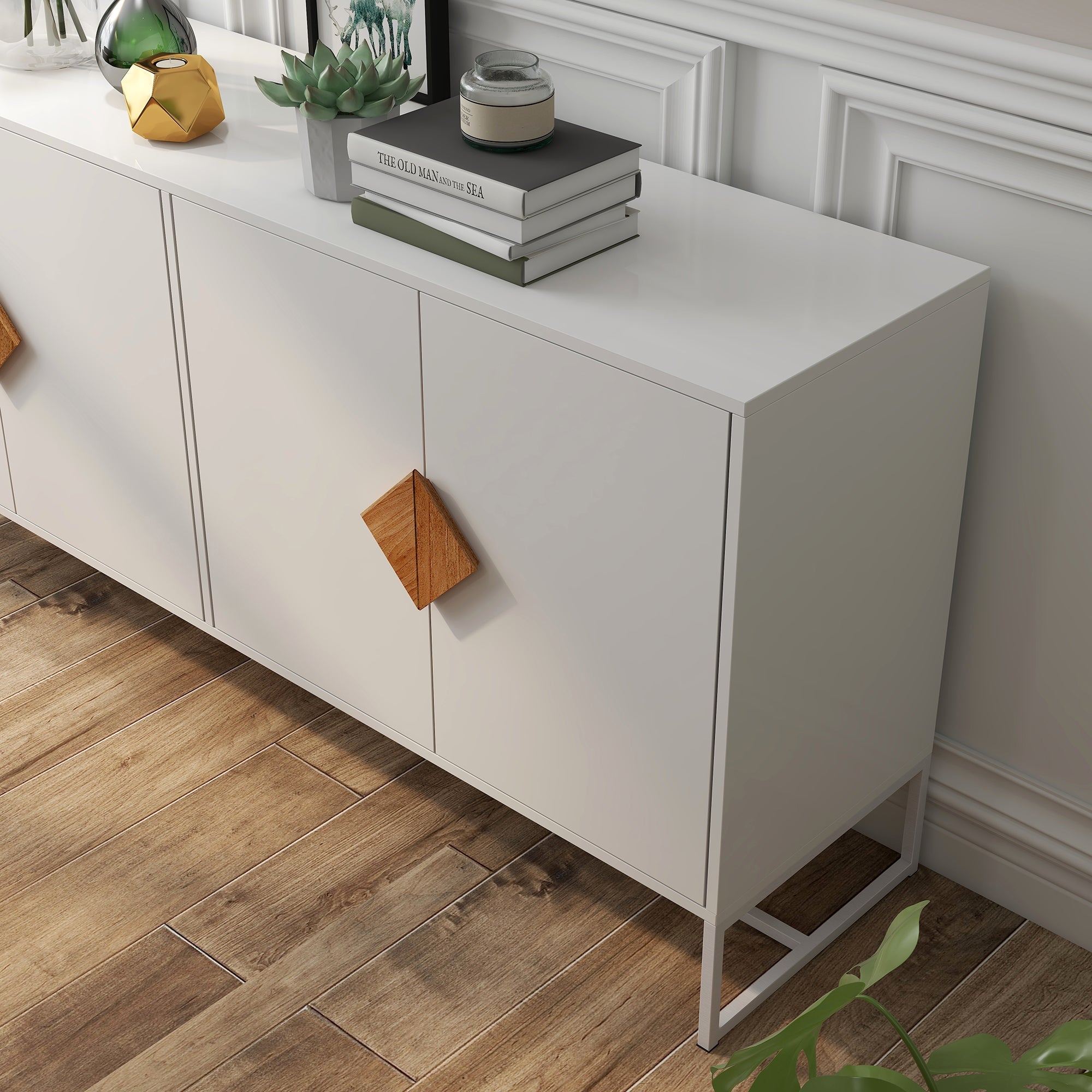 Logidon Wit Dressoir 160 cm met 4 deuren en dubbele opbergruimte