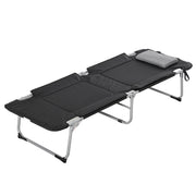 Logidon Opklapbaar campingbed met kussen 183x66 cm zwart