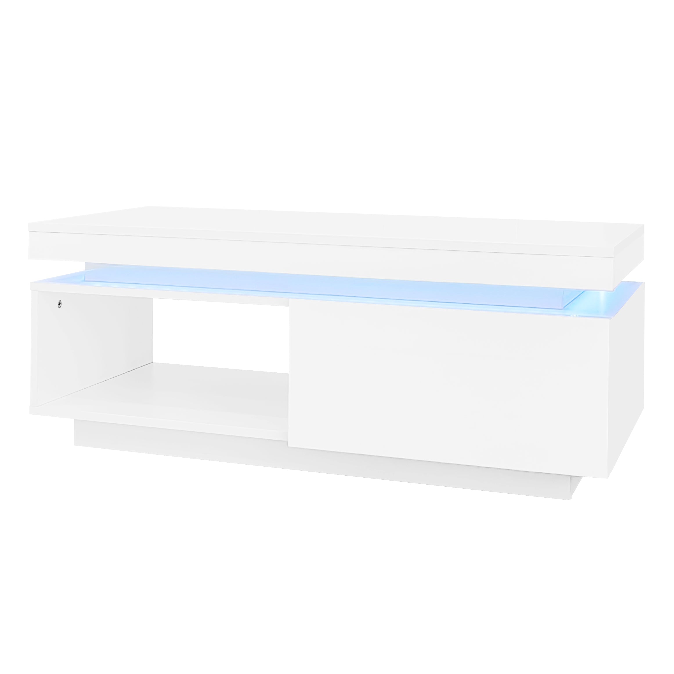 Logidon high gloss TV set white with LED lighting coffee table