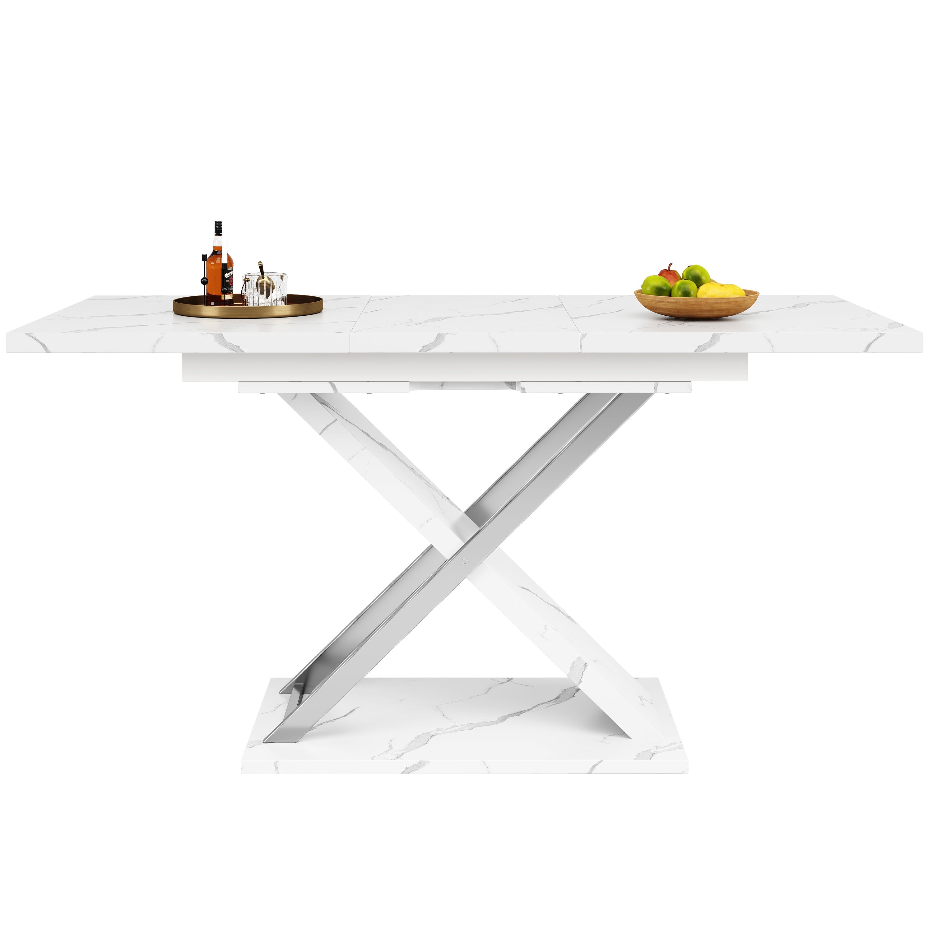 Logidon Uitschuifbare eettafel wit 118-157 cm met gekruiste poten