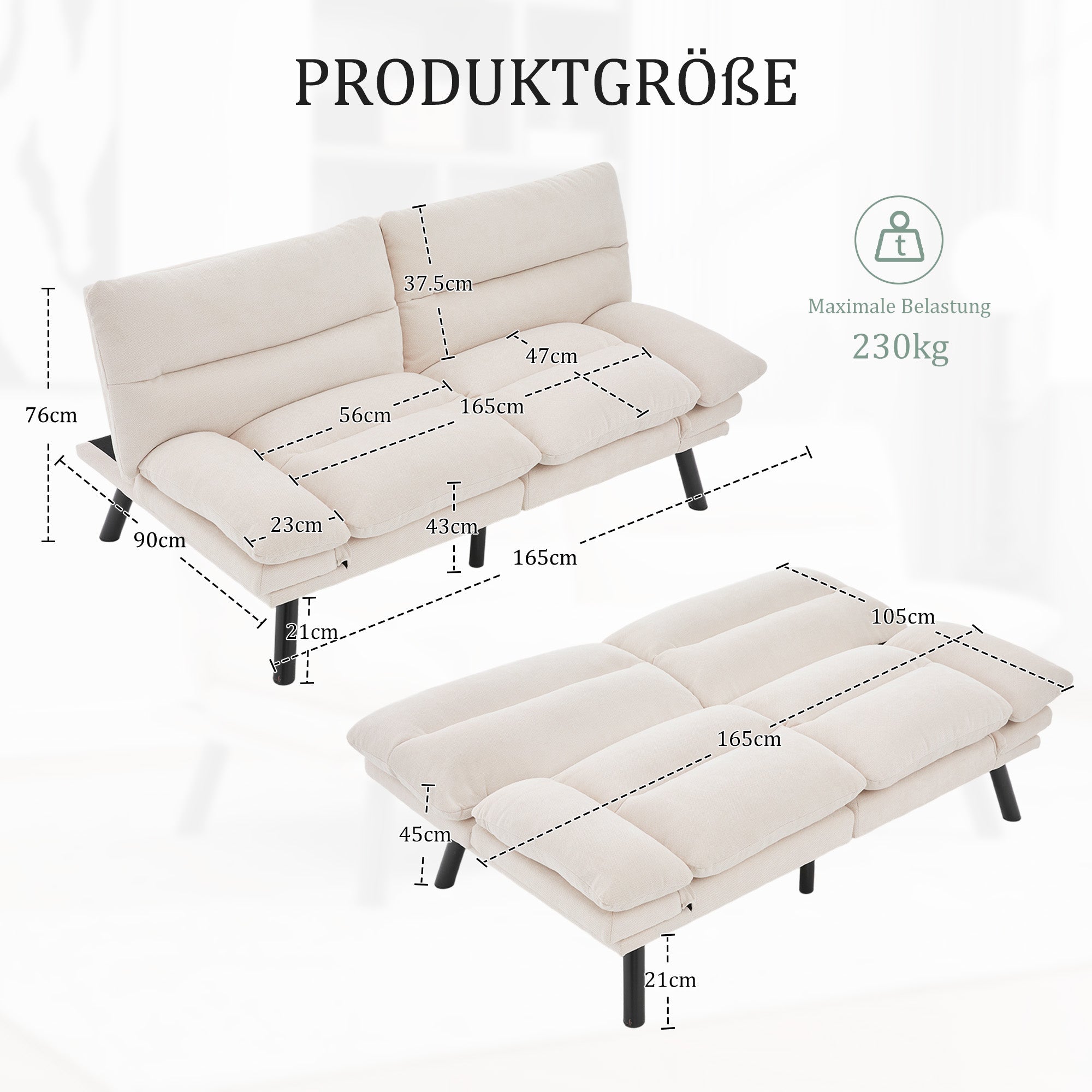 Logidon Moderne Tweezits Chenille Bank Beige Fluweel 165 x 90 x 76 cm