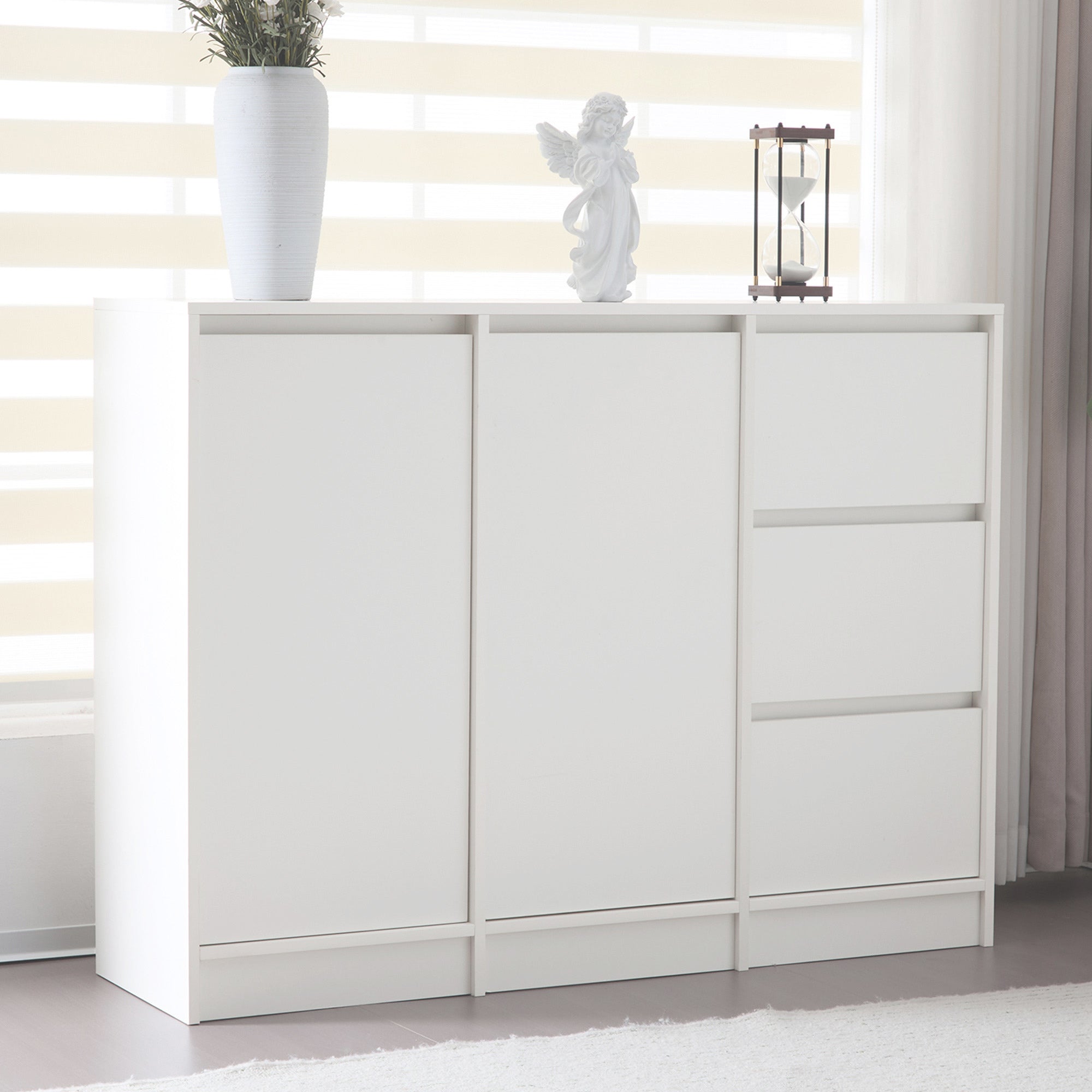 Logidon Modern Sideboard White 120x90x35 cm 2 Doors 3 Drawers