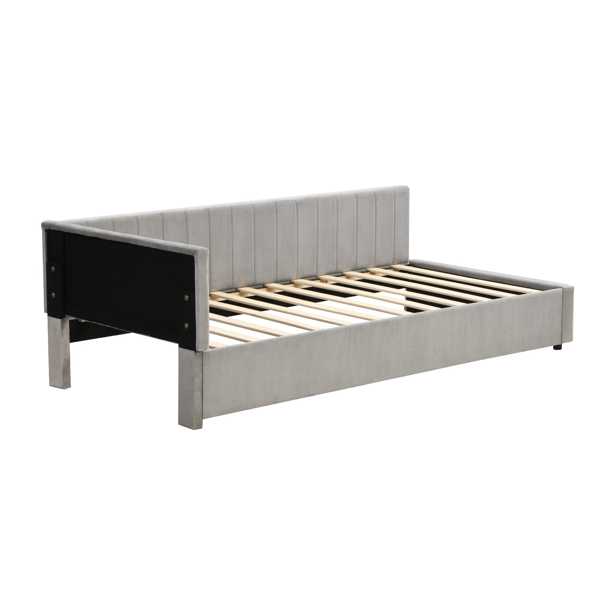 Logidon gestoffeerd bed 90x200 grijs met lattenbodem multifunctioneel bed