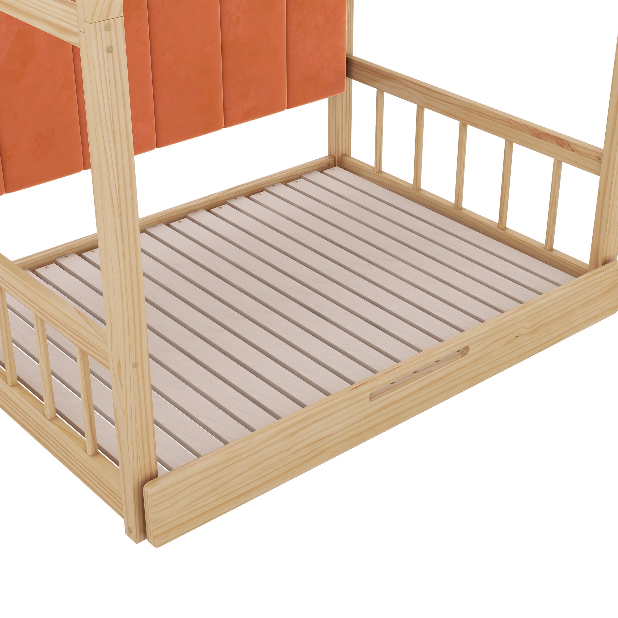 Logidon Uitschuifbaar boogdakbed 140x100 140x200 naturel oranje