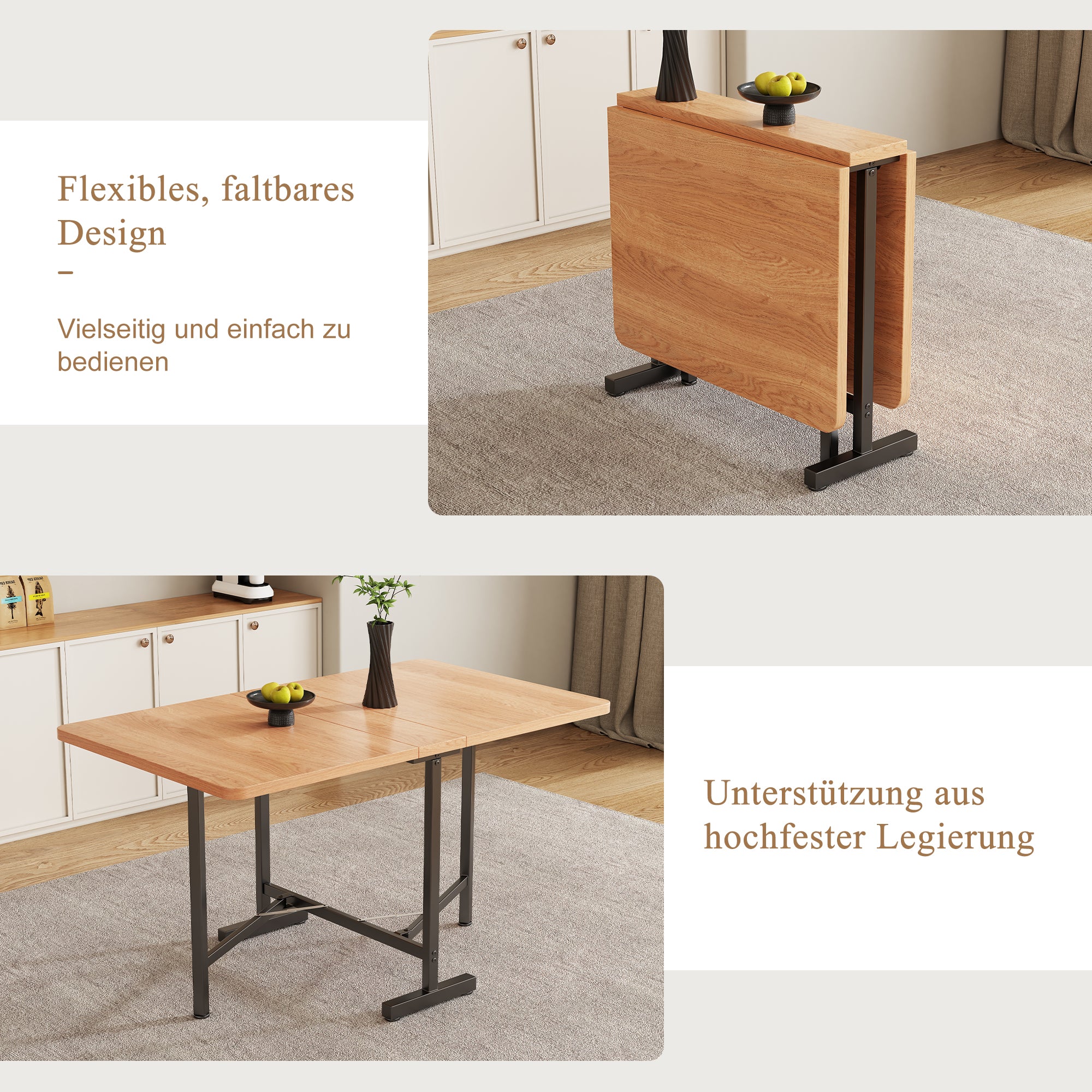Logidon uitschuifbare eettafel 120x80 cm MDF natuurlijke look minimalistisch