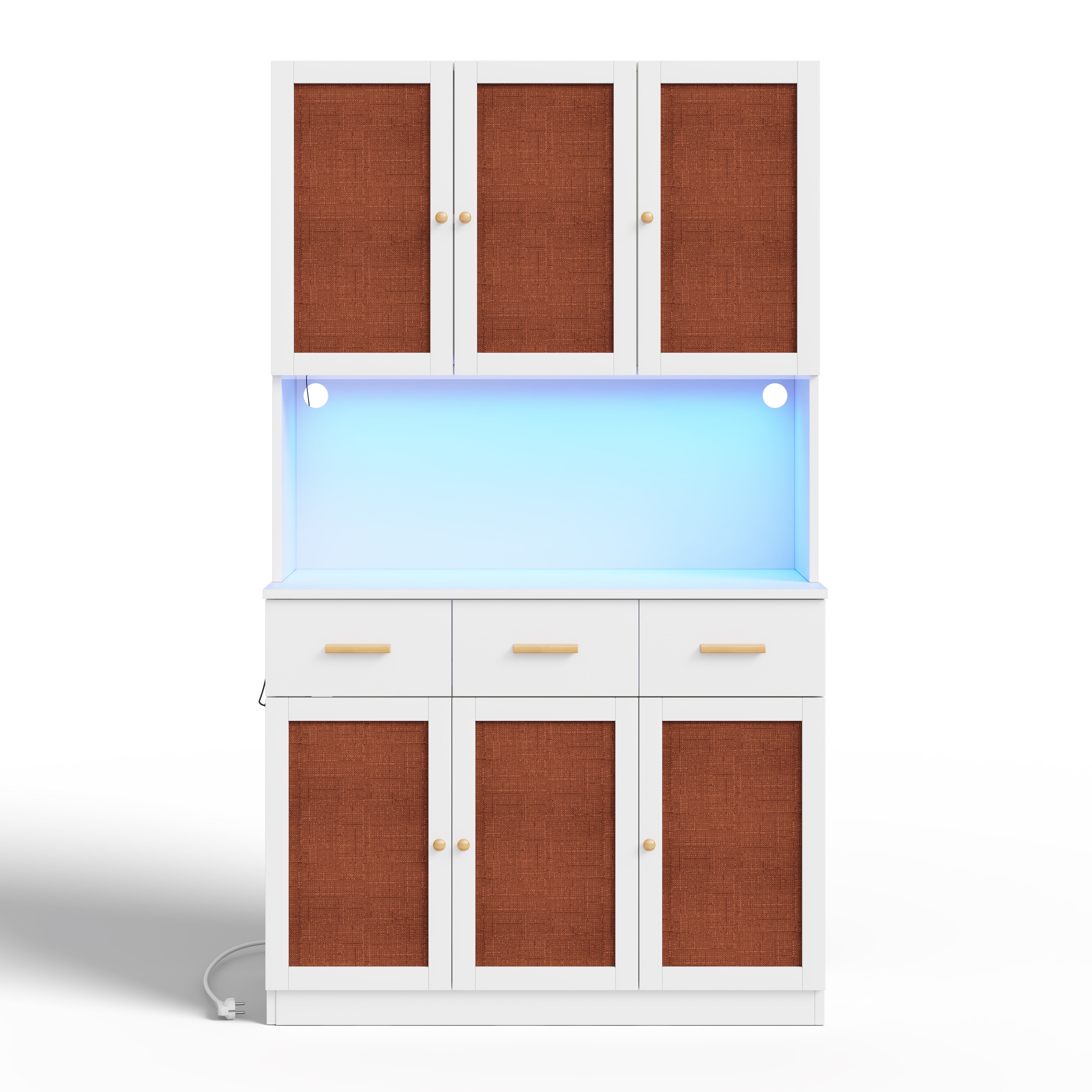 Logidon keukenbuffetkast 182 cm wit LED-verlichting stopcontact